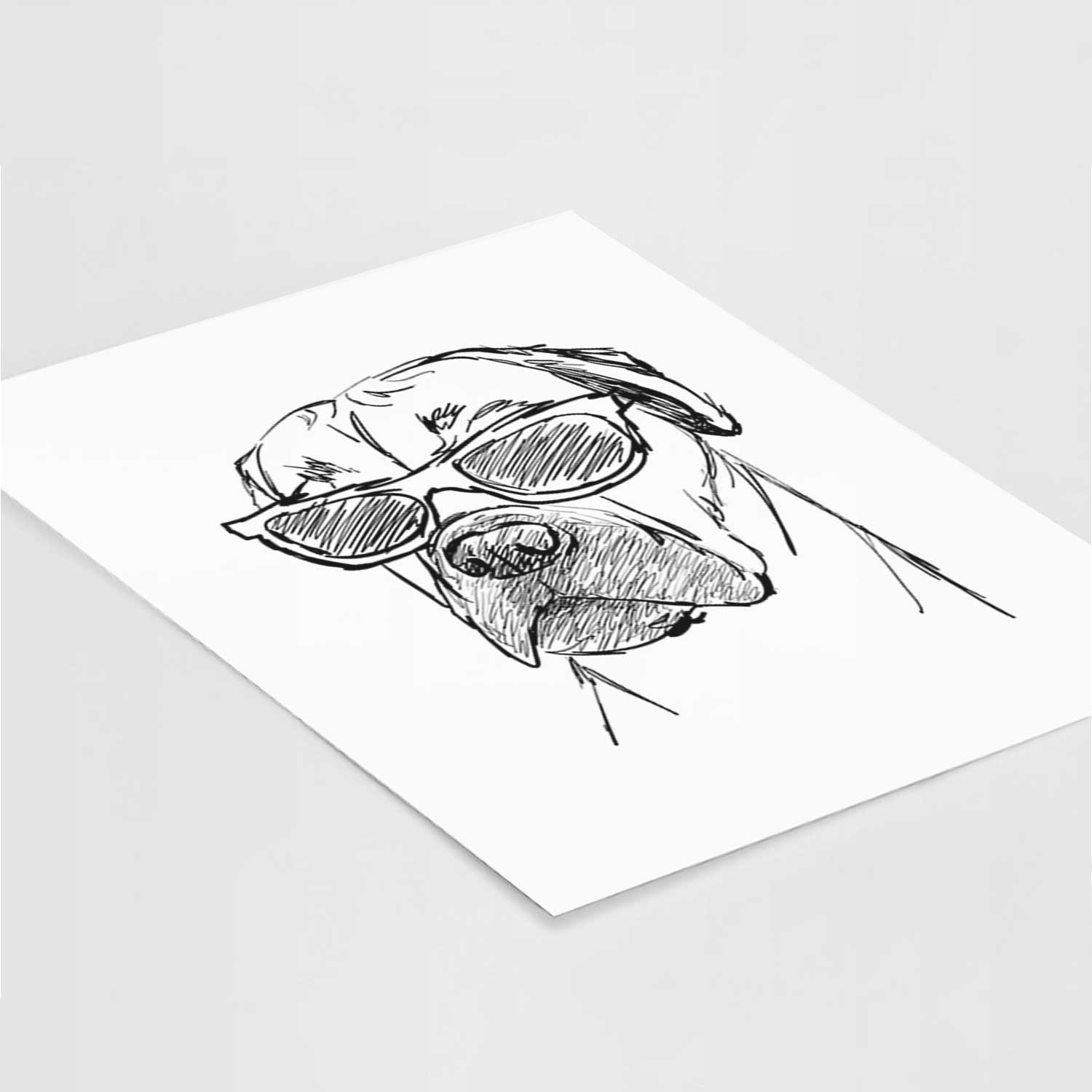 Doodled Bob the Boxer Mastiff Mix Art Print