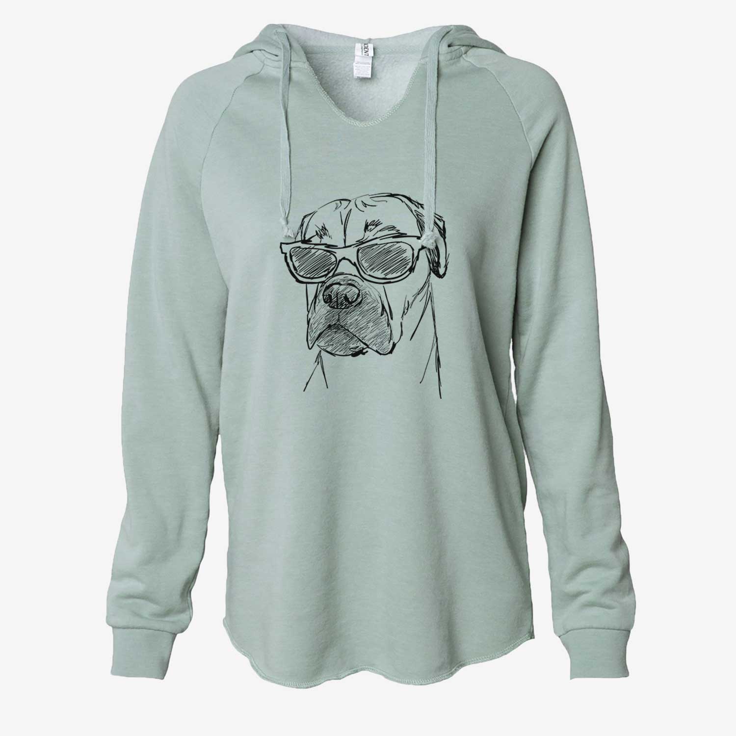 Doodled Bob the Boxer Mastiff Mix - Cali Wave Hooded Sweatshirt