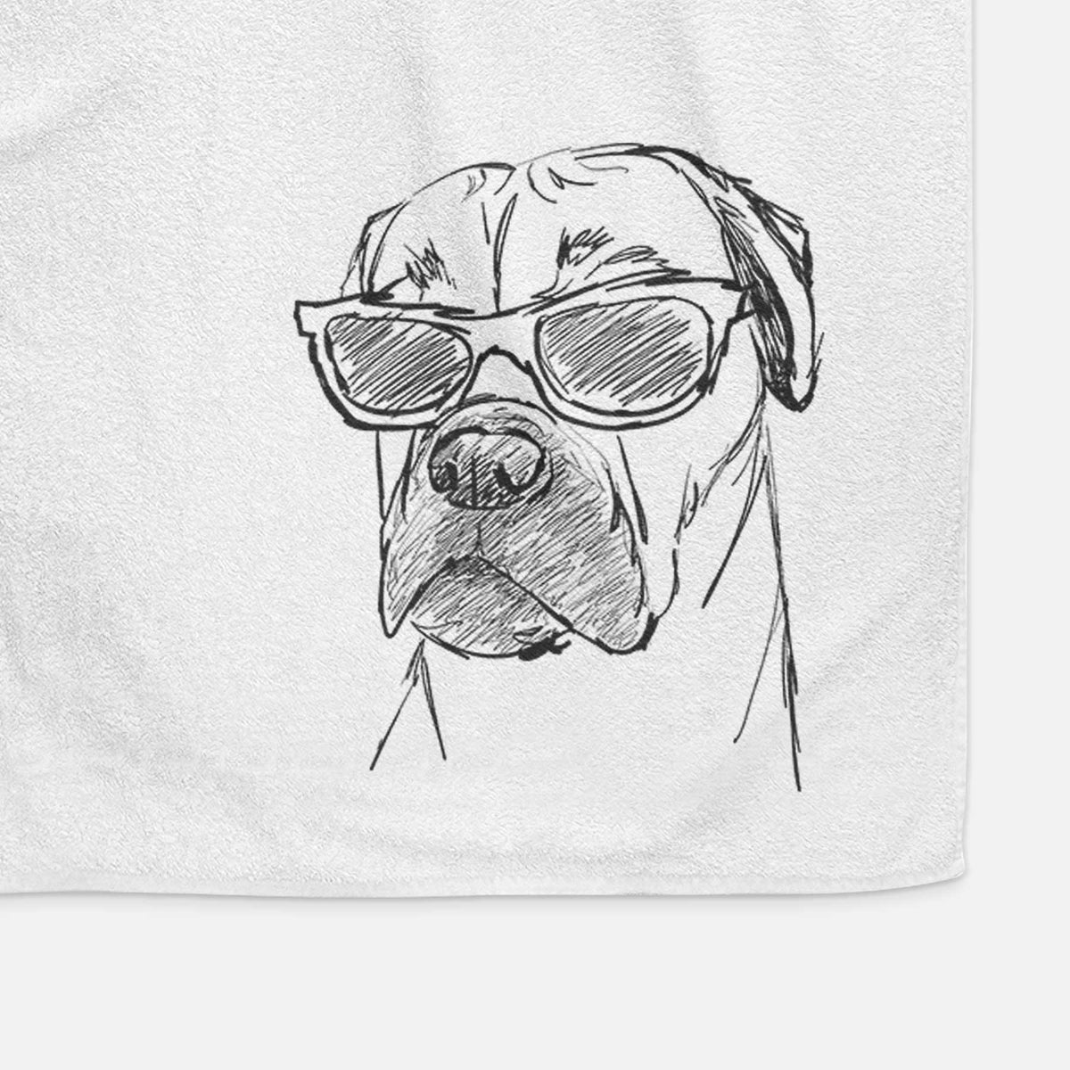 Doodled Bob the Boxer Mastiff Mix Decorative Hand Towel