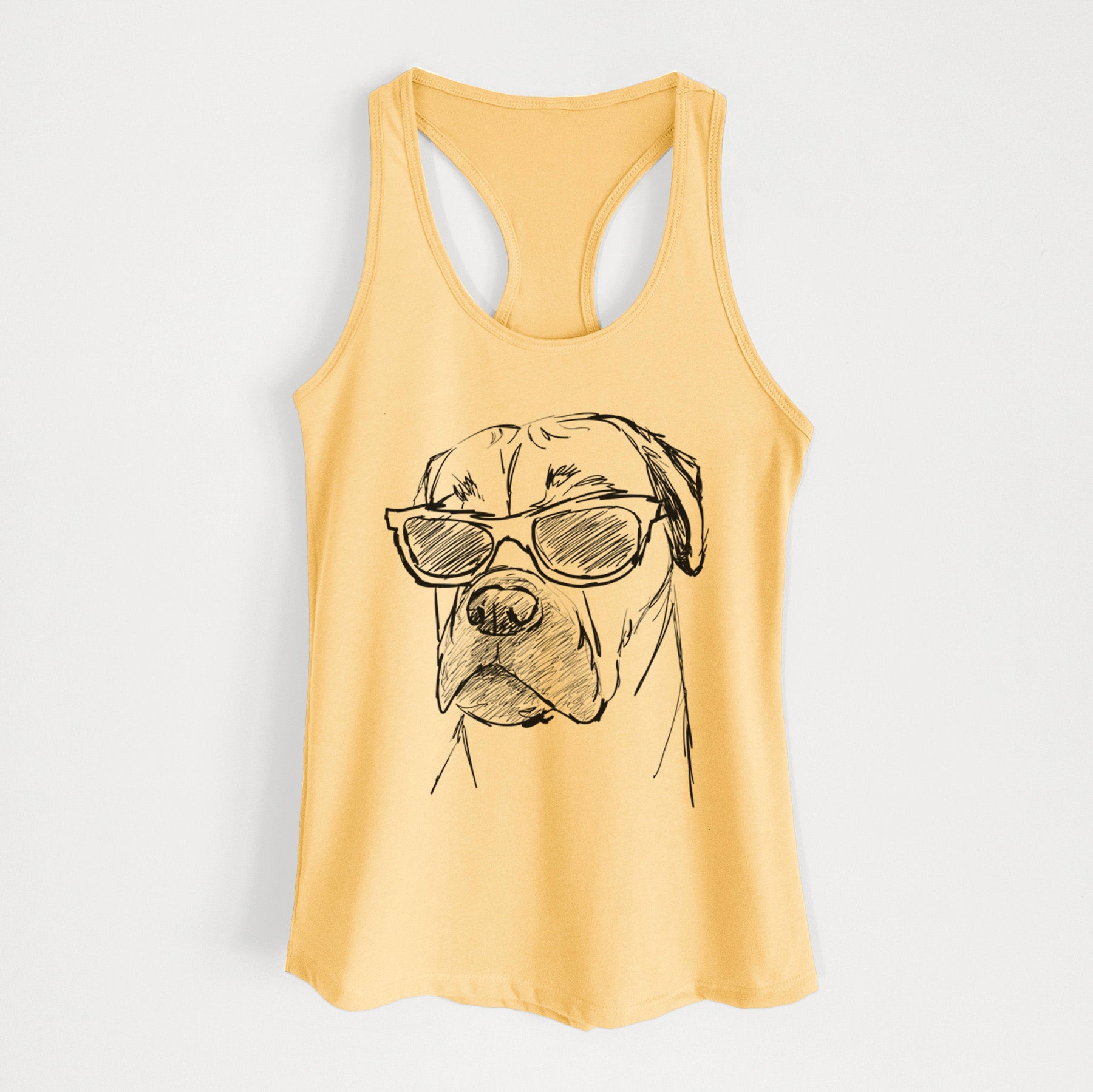 Doodled Bob the Boxer Mastiff Mix - Women's Racerback Tanktop