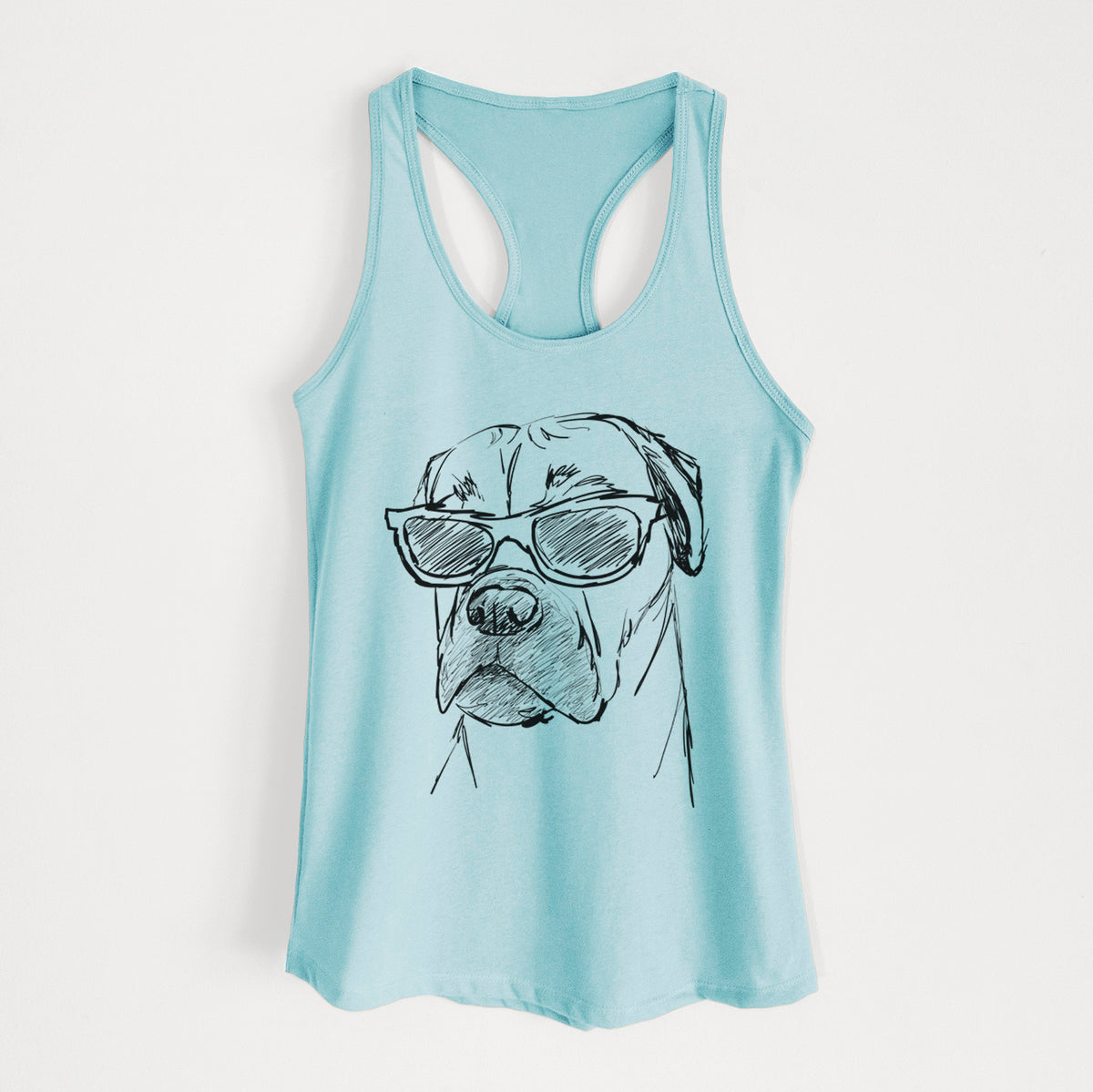 Doodled Bob the Boxer Mastiff Mix - Women&#39;s Racerback Tanktop