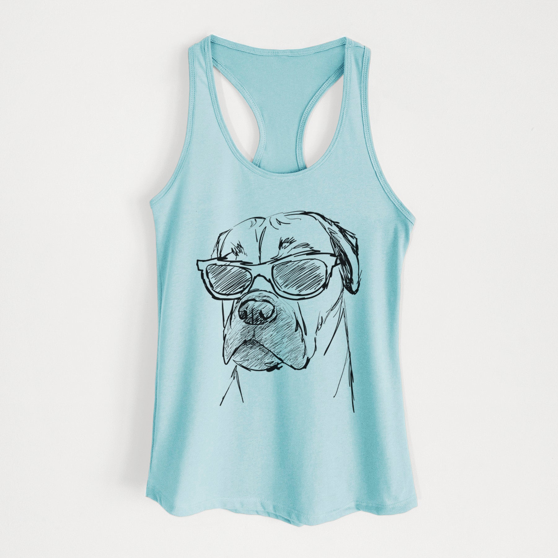 Doodled Bob the Boxer Mastiff Mix - Women's Racerback Tanktop