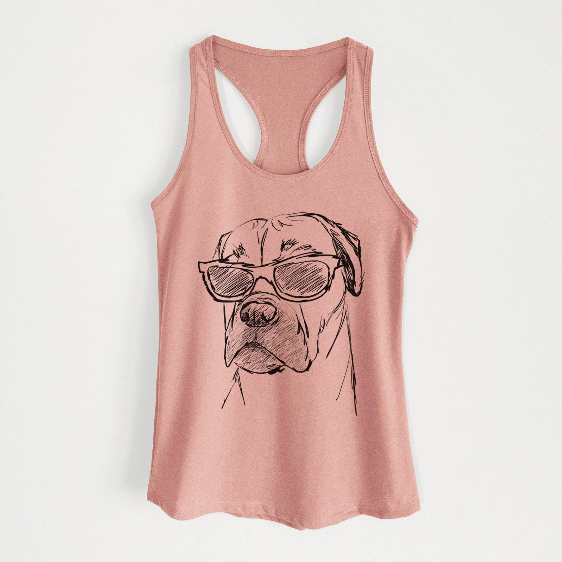 Doodled Bob the Boxer Mastiff Mix - Women's Racerback Tanktop