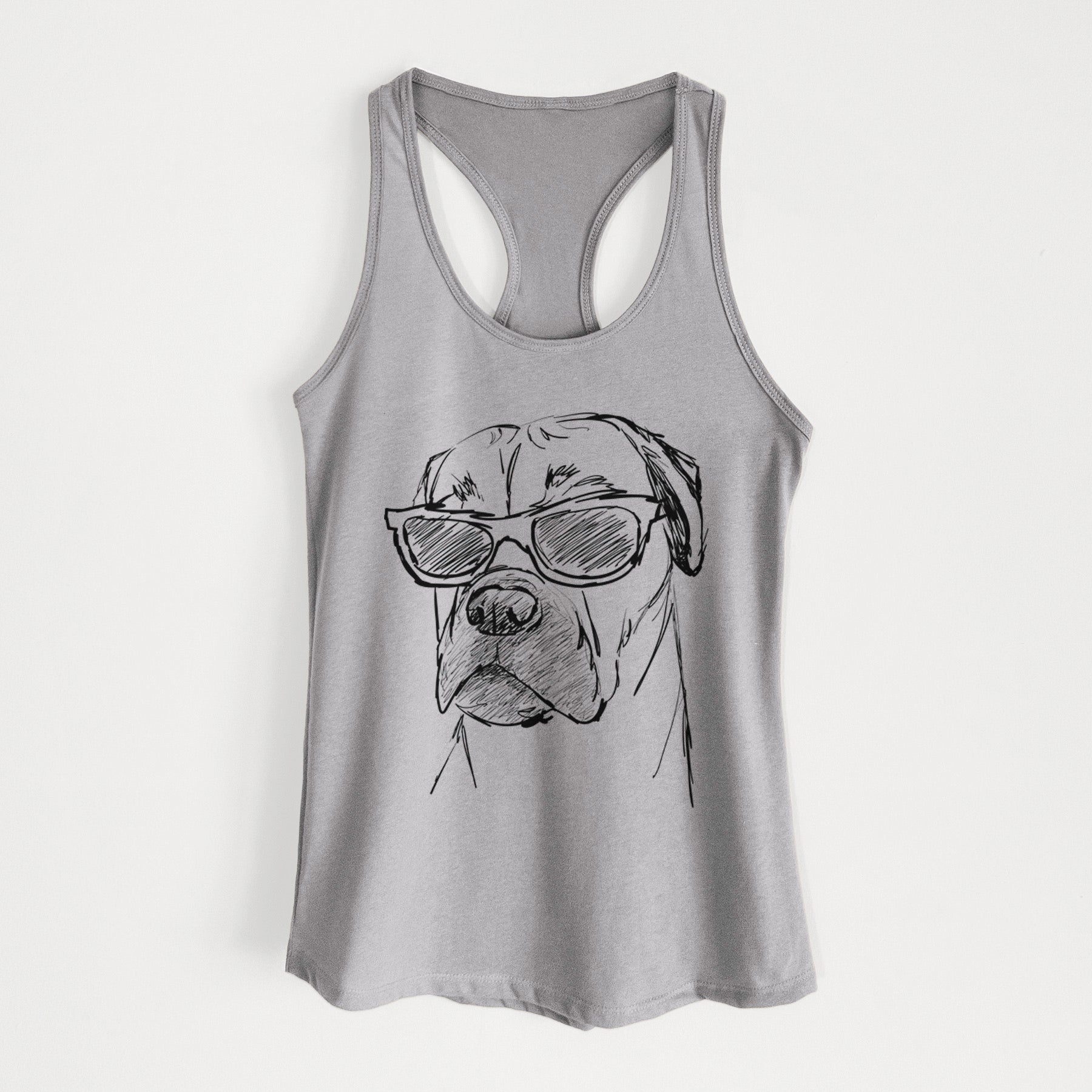 Doodled Bob the Boxer Mastiff Mix - Women's Racerback Tanktop