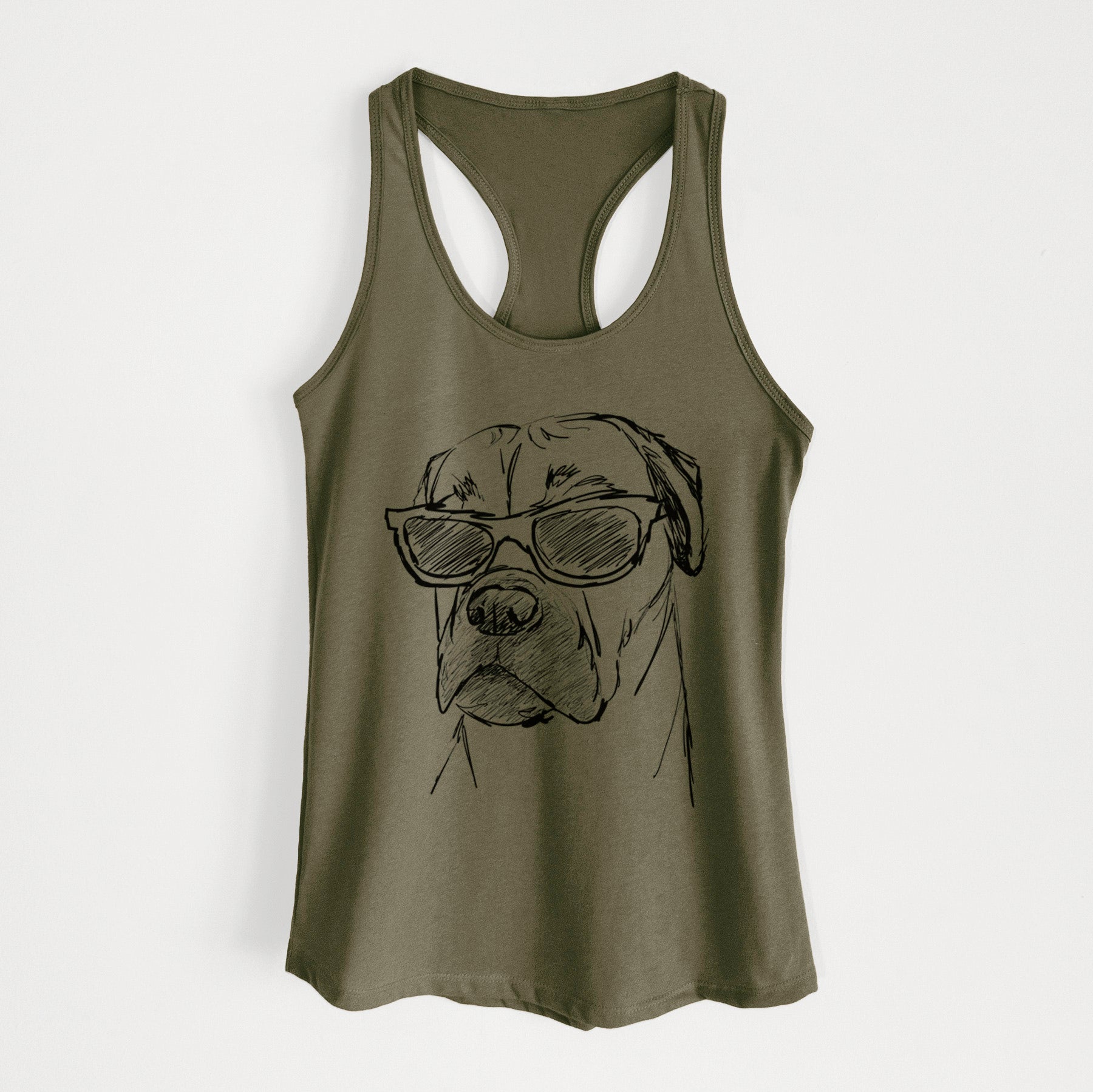 Doodled Bob the Boxer Mastiff Mix - Women's Racerback Tanktop