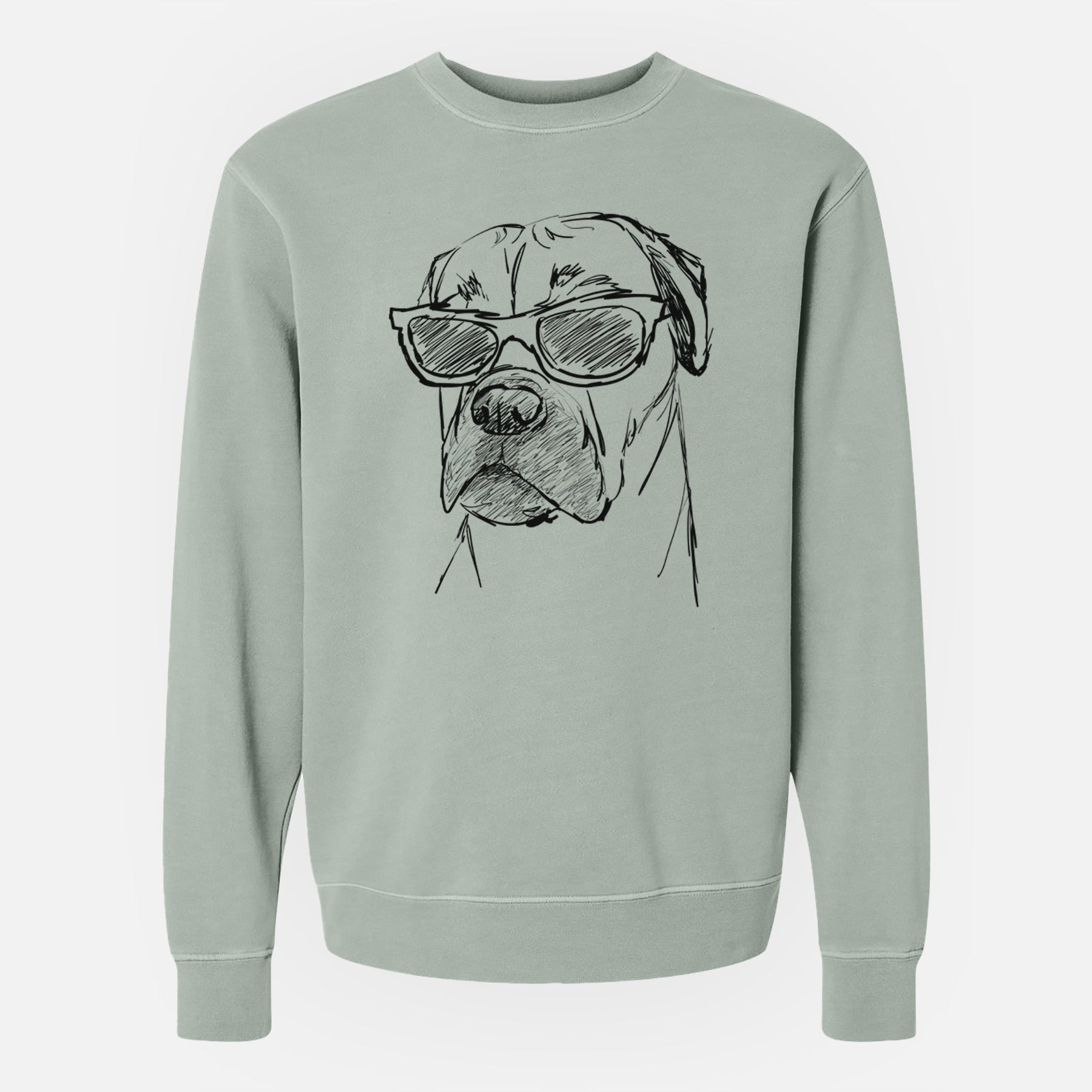 Doodled Bob the Boxer Mastiff Mix - Unisex Pigment Dyed Crew Sweatshirt