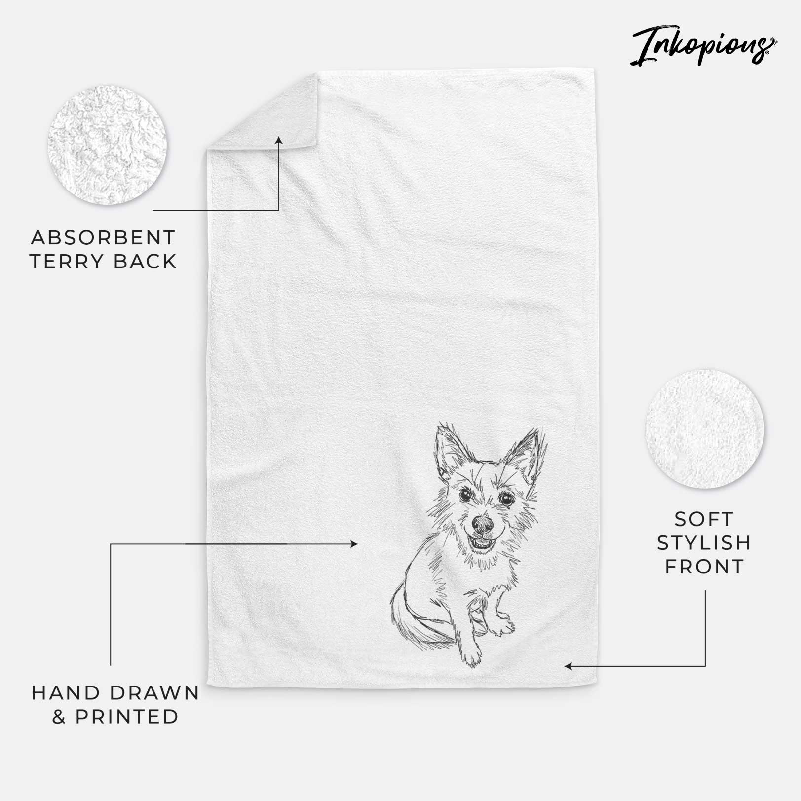 Doodled Boo the Mixed Breed Decorative Hand Towel