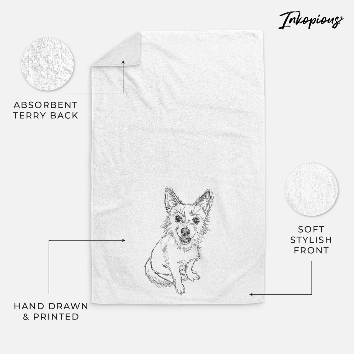 Doodled Boo the Mixed Breed Decorative Hand Towel