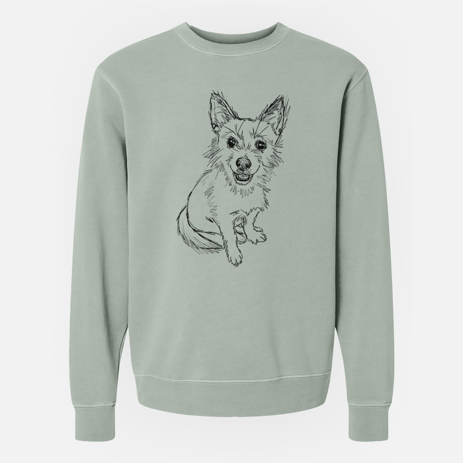 Doodled Boo the Mixed Breed - Unisex Pigment Dyed Crew Sweatshirt
