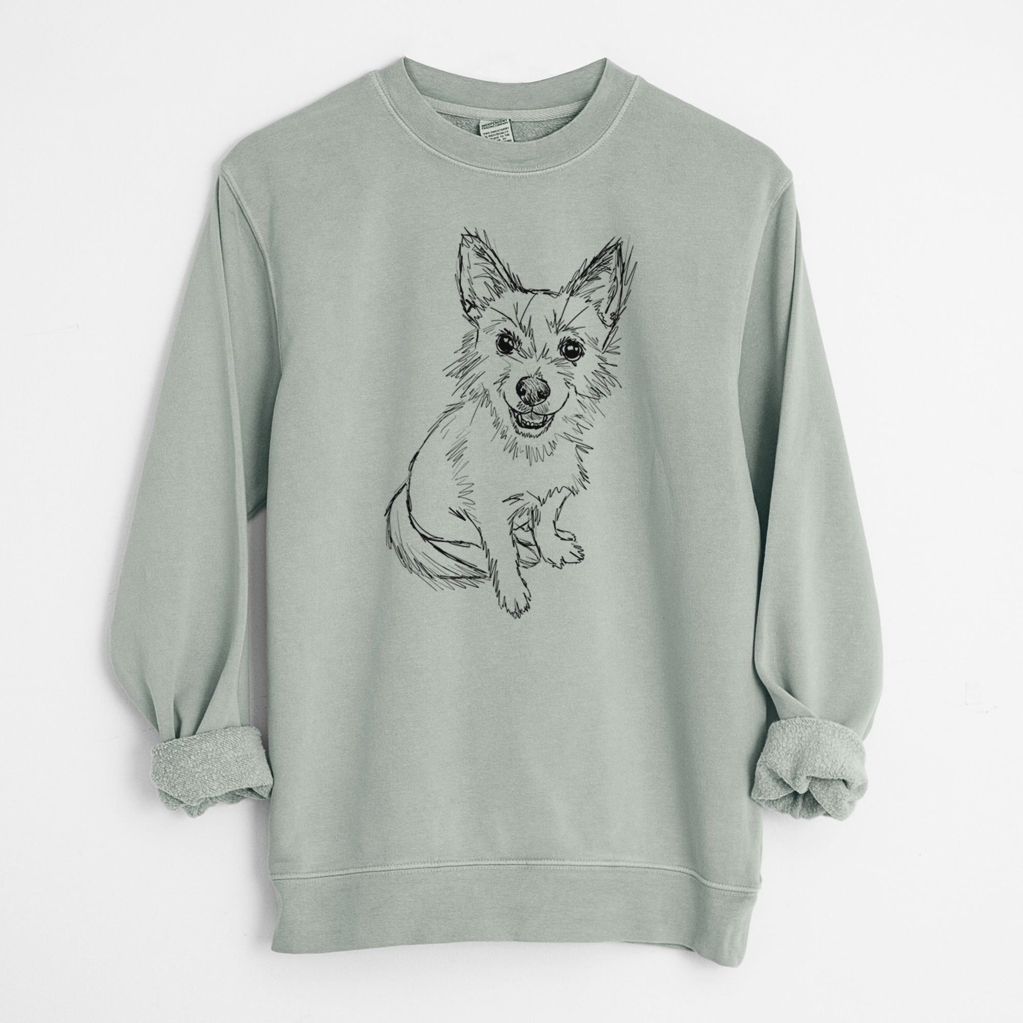 Doodled Boo the Mixed Breed - Unisex Pigment Dyed Crew Sweatshirt