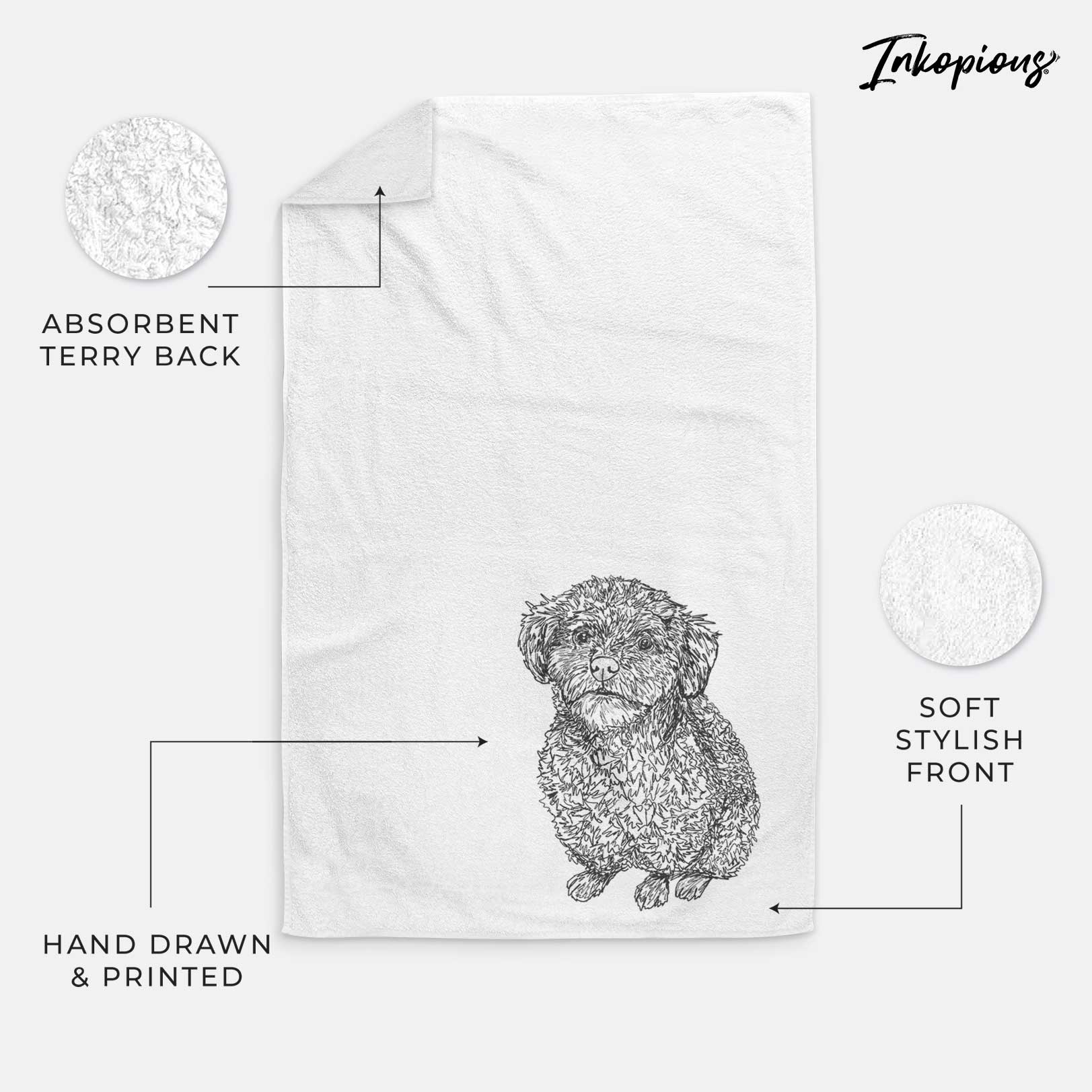 Doodled Boomer the Toy Poodle Decorative Hand Towel