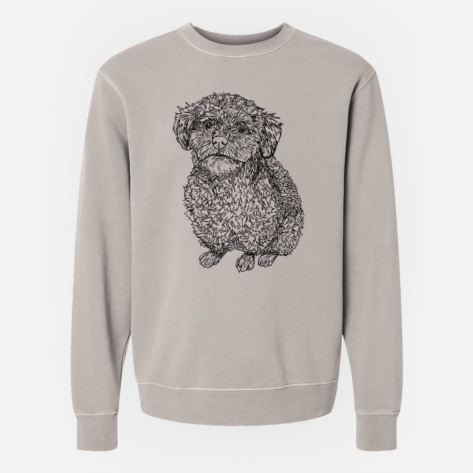 Doodled Boomer the Toy Poodle - Unisex Pigment Dyed Crew Sweatshirt