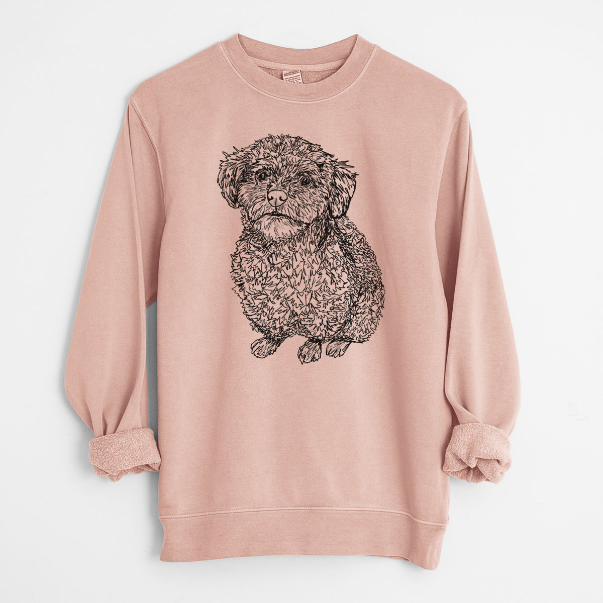 Doodled Boomer the Toy Poodle - Unisex Pigment Dyed Crew Sweatshirt