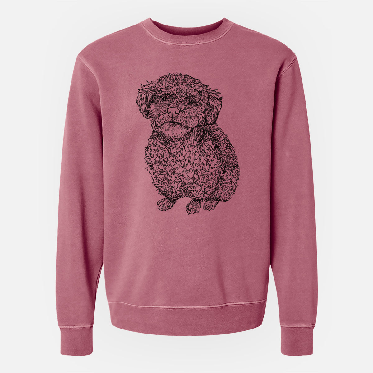Doodled Boomer the Toy Poodle - Unisex Pigment Dyed Crew Sweatshirt