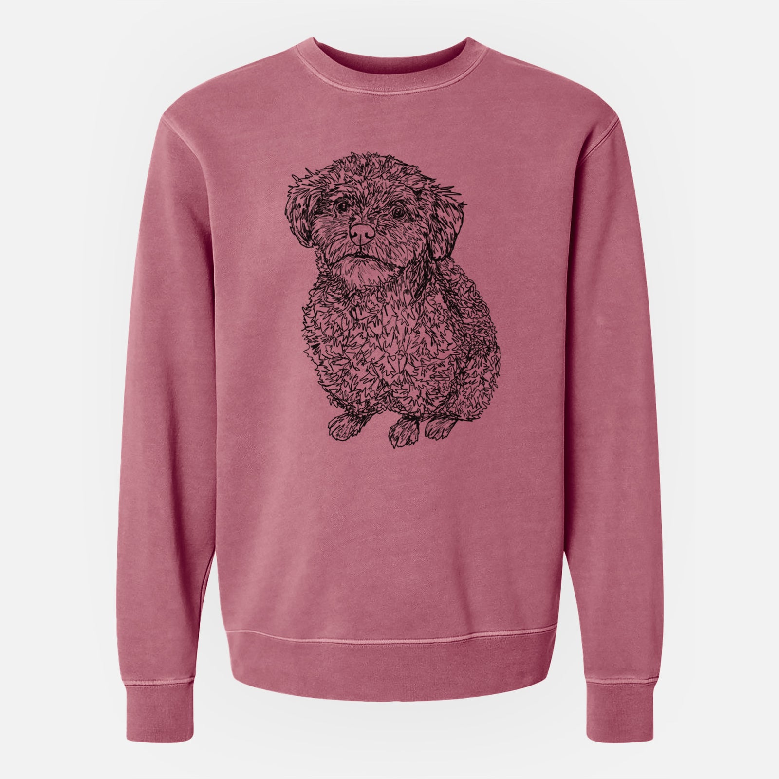Doodled Boomer the Toy Poodle - Unisex Pigment Dyed Crew Sweatshirt