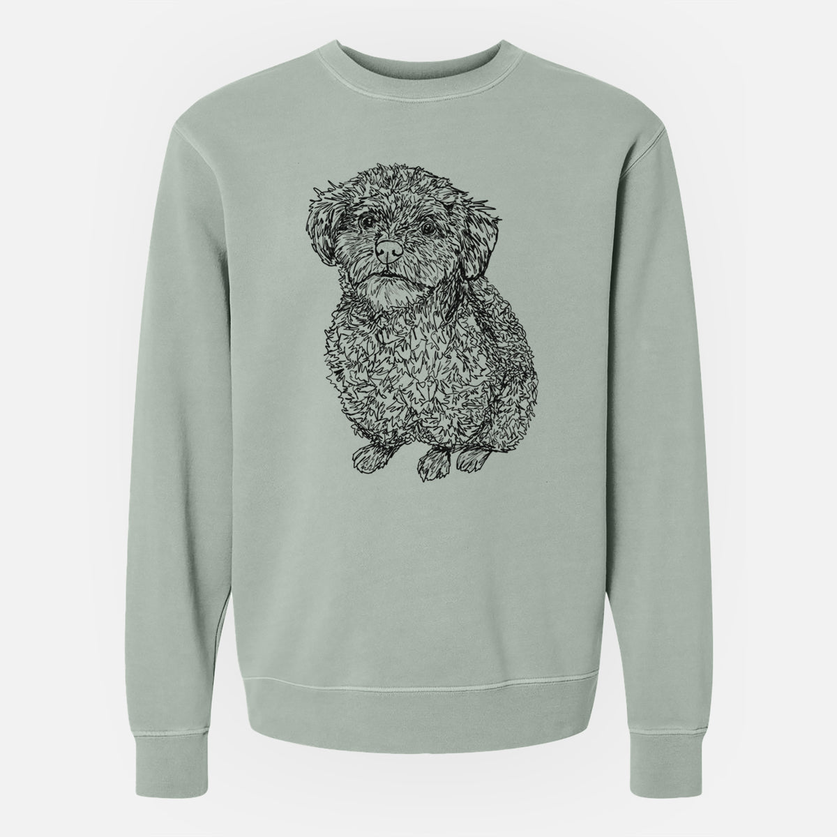 Doodled Boomer the Toy Poodle - Unisex Pigment Dyed Crew Sweatshirt