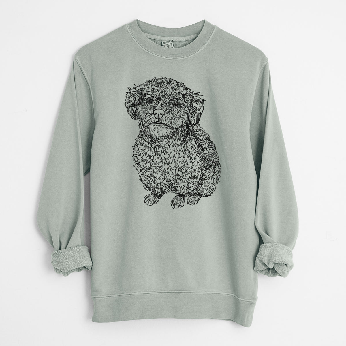 Doodled Boomer the Toy Poodle - Unisex Pigment Dyed Crew Sweatshirt