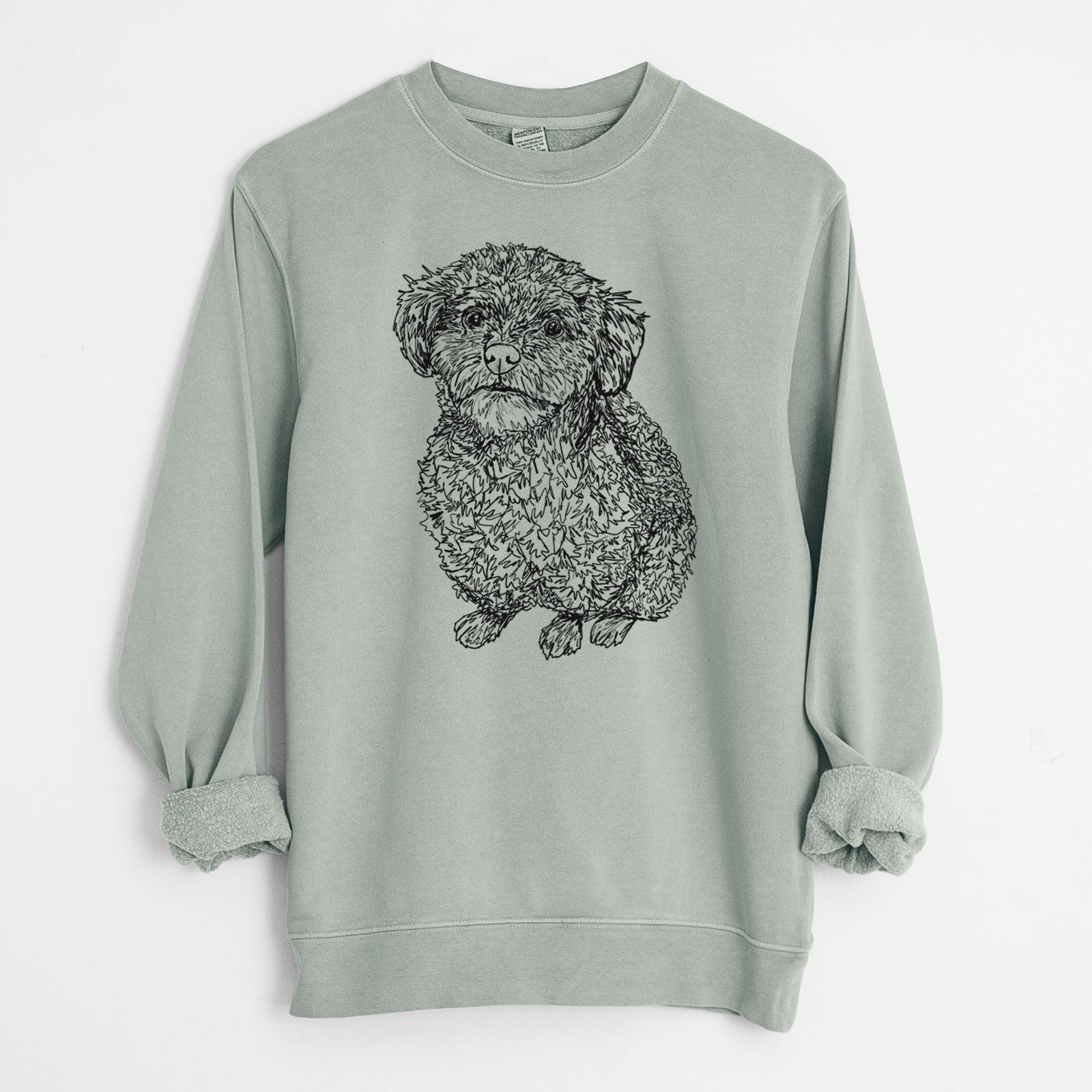 Doodled Boomer the Toy Poodle - Unisex Pigment Dyed Crew Sweatshirt