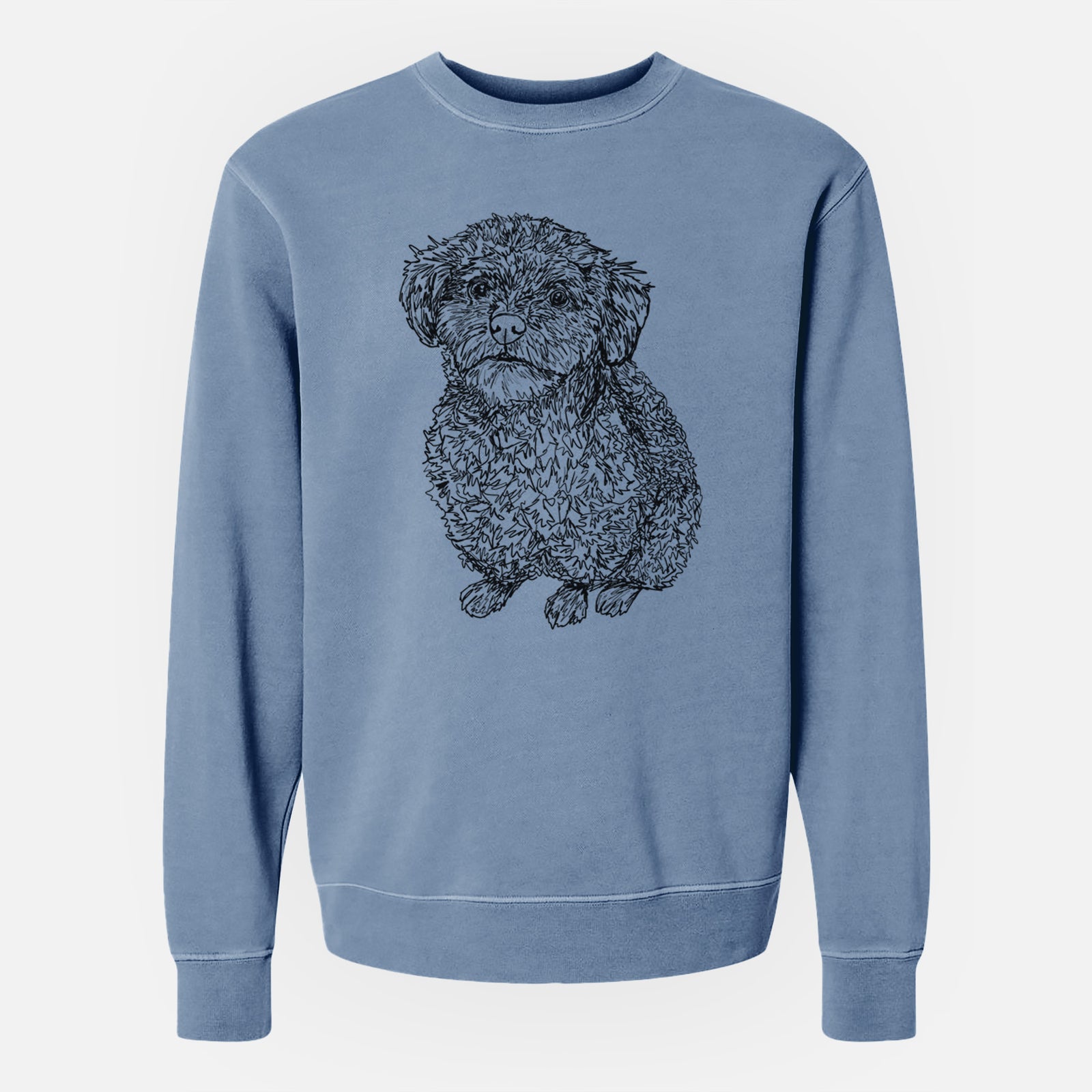 Doodled Boomer the Toy Poodle - Unisex Pigment Dyed Crew Sweatshirt