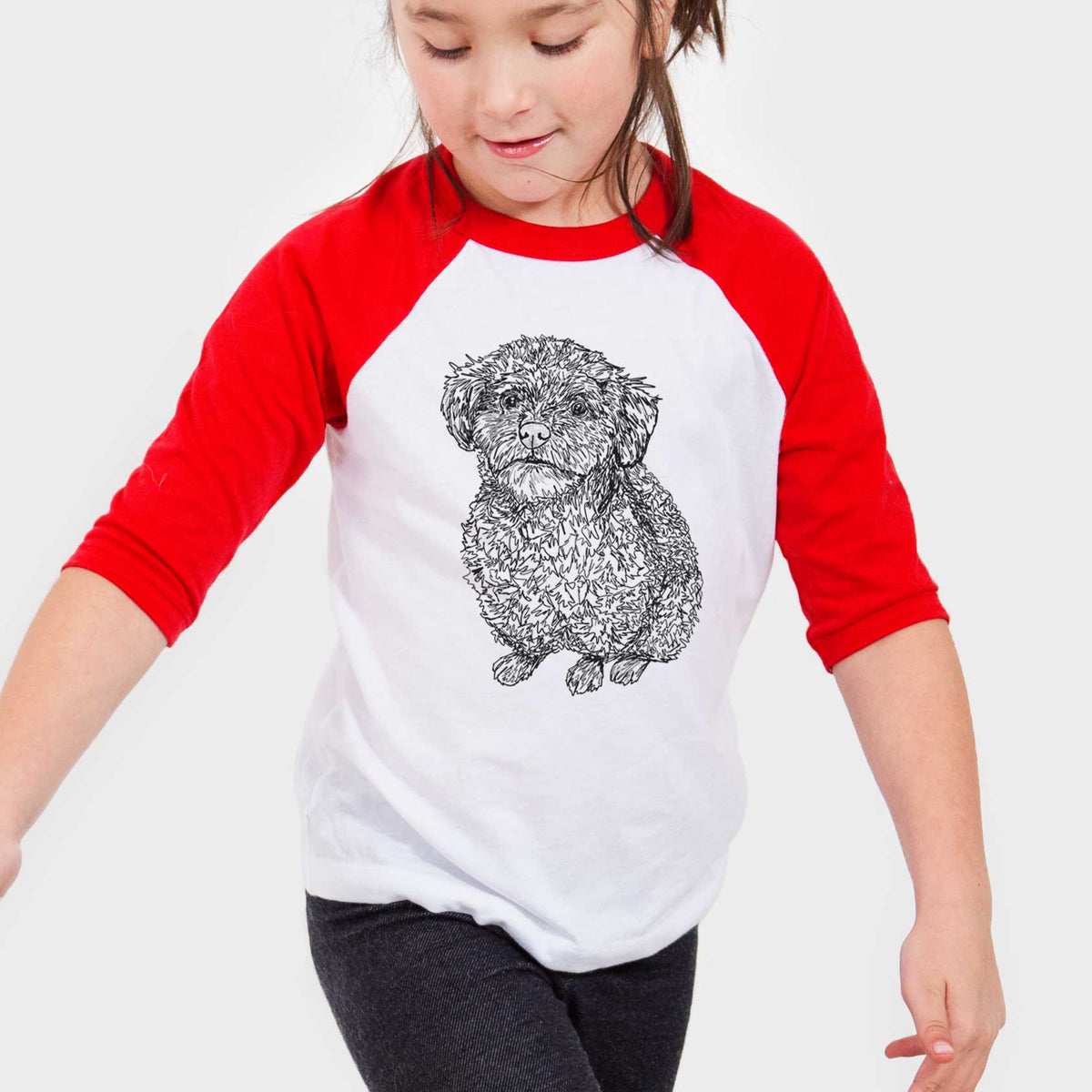 Doodled Boomer the Toy Poodle - Youth 3/4 Long Sleeve