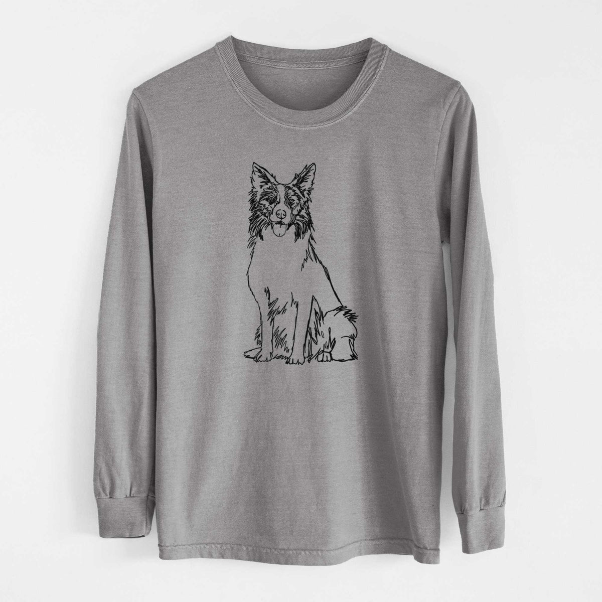 Doodled Border Collie - Heavyweight 100% Cotton Long Sleeve