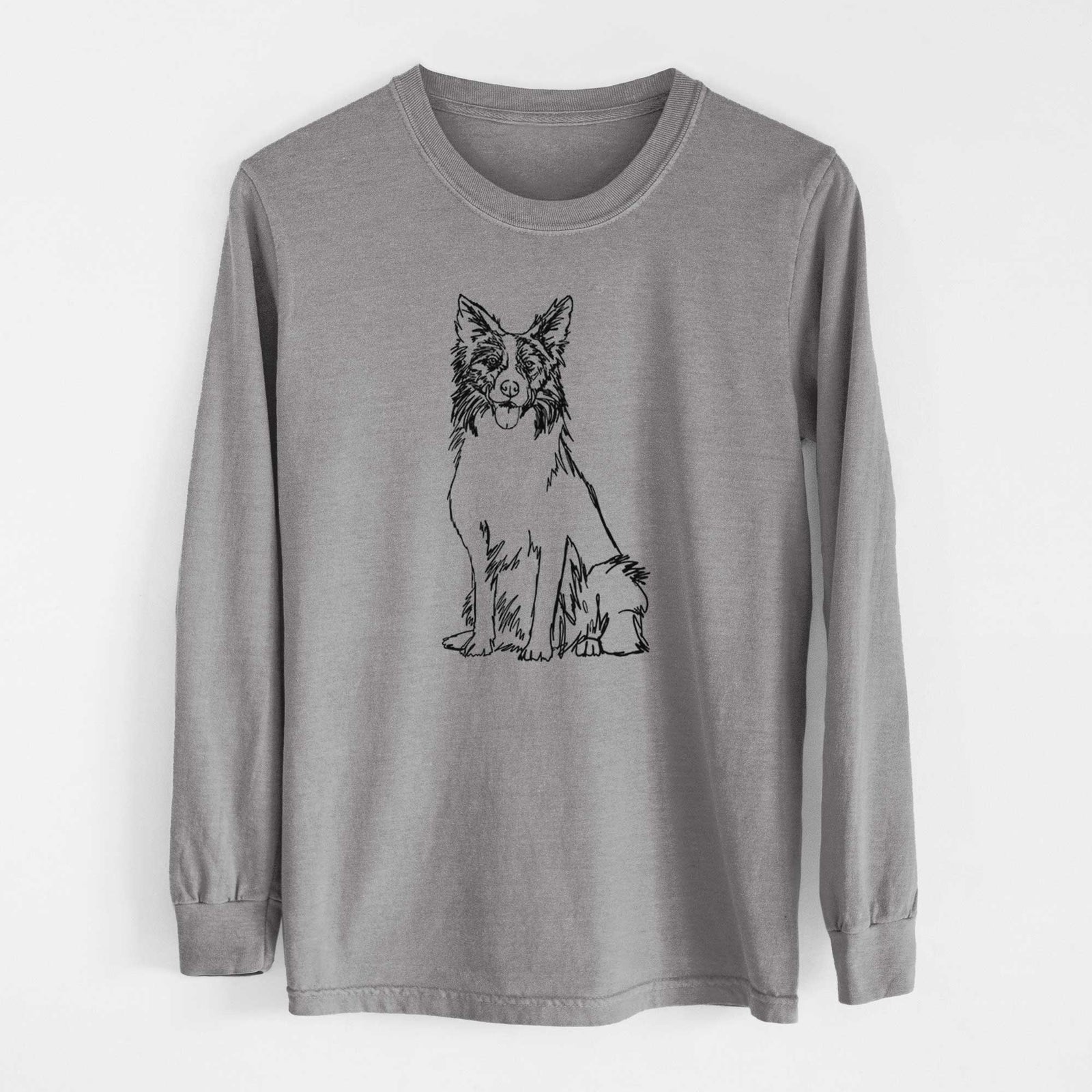 Doodled Border Collie - Heavyweight 100% Cotton Long Sleeve
