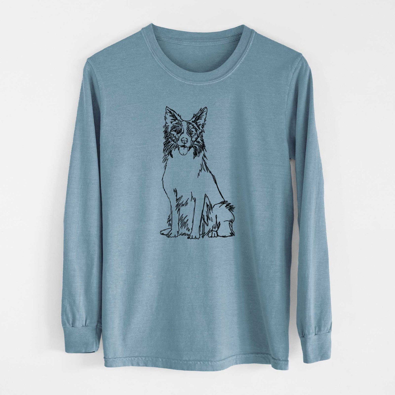 Doodled Border Collie - Heavyweight 100% Cotton Long Sleeve