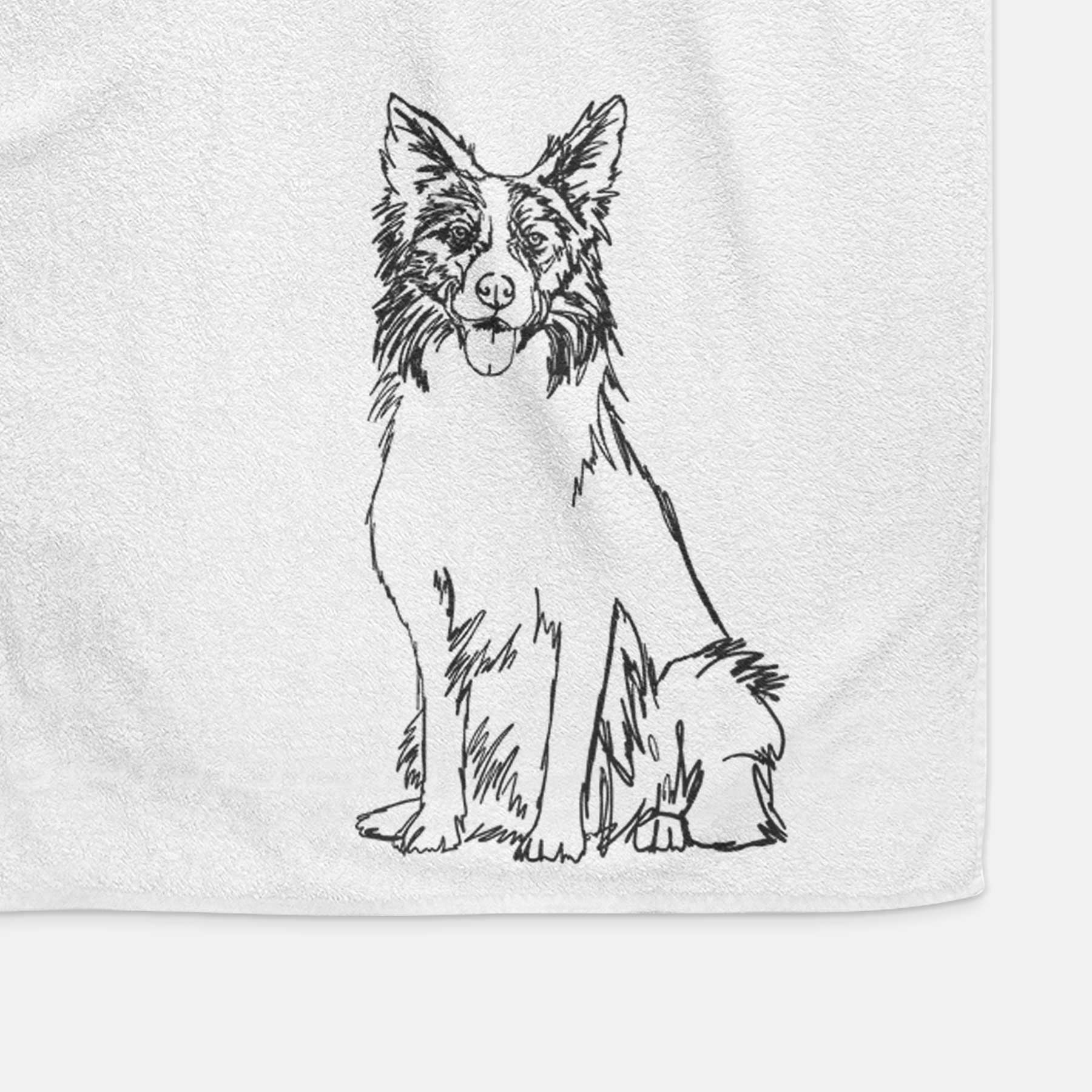 Doodled Border Collie Decorative Hand Towel