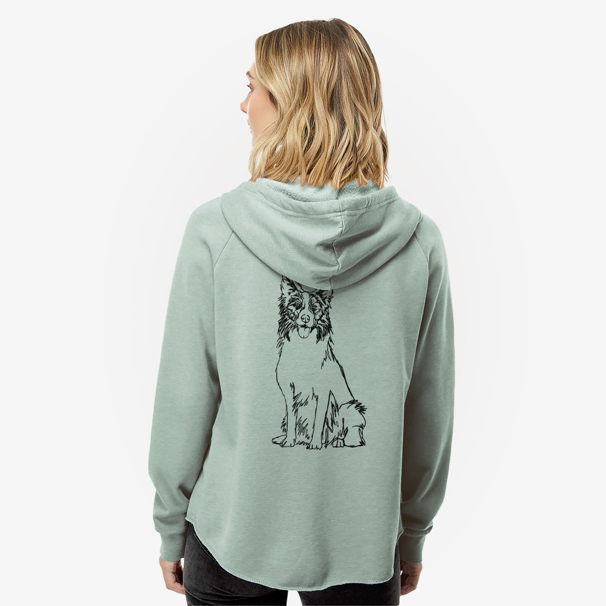 Doodled Border Collie - Women's Cali Wave Zip-Up Sweatshirt