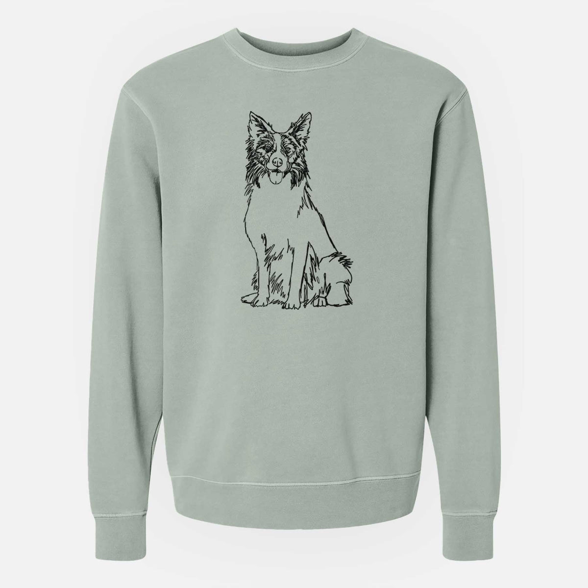 Doodled Border Collie the  - Unisex Pigment Dyed Crew Sweatshirt