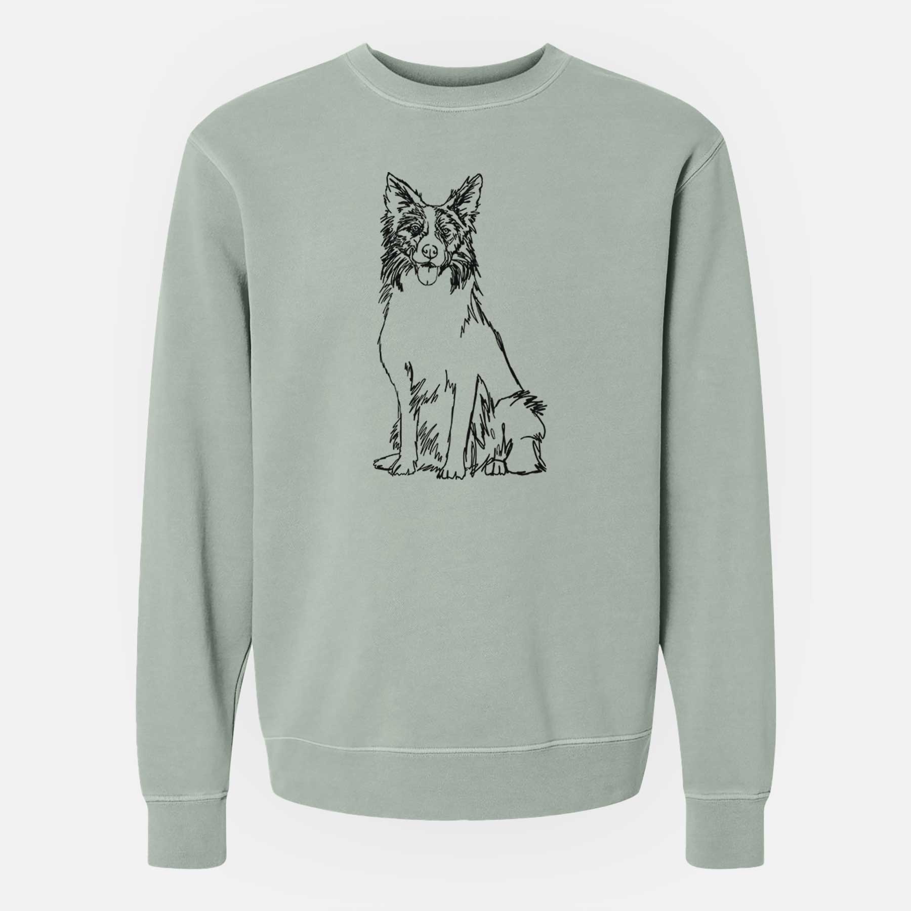 Doodled Border Collie the  - Unisex Pigment Dyed Crew Sweatshirt