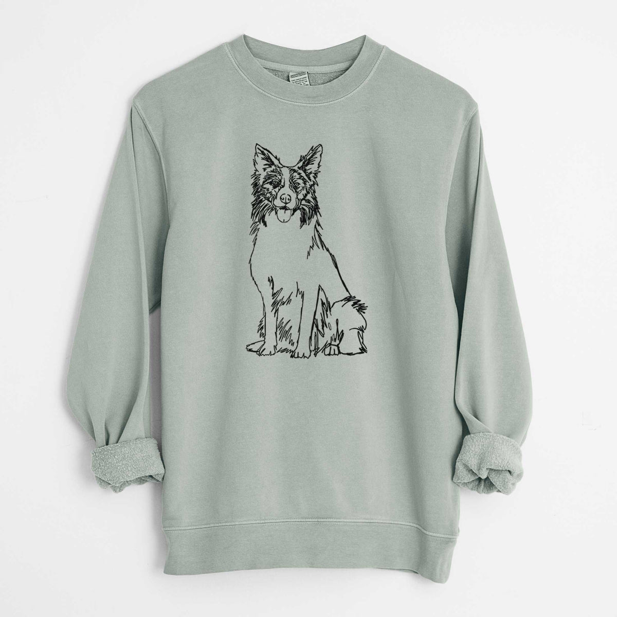 Doodled Border Collie the  - Unisex Pigment Dyed Crew Sweatshirt