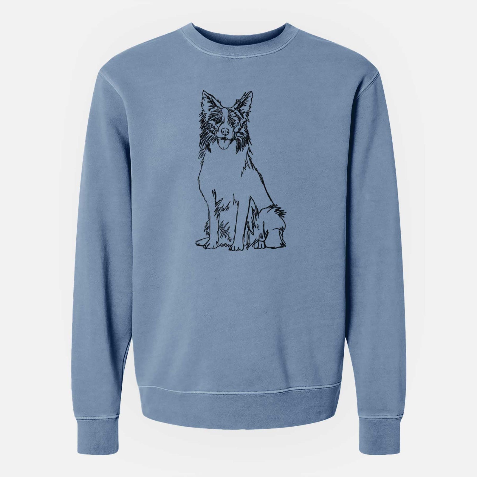 Doodled Border Collie the  - Unisex Pigment Dyed Crew Sweatshirt