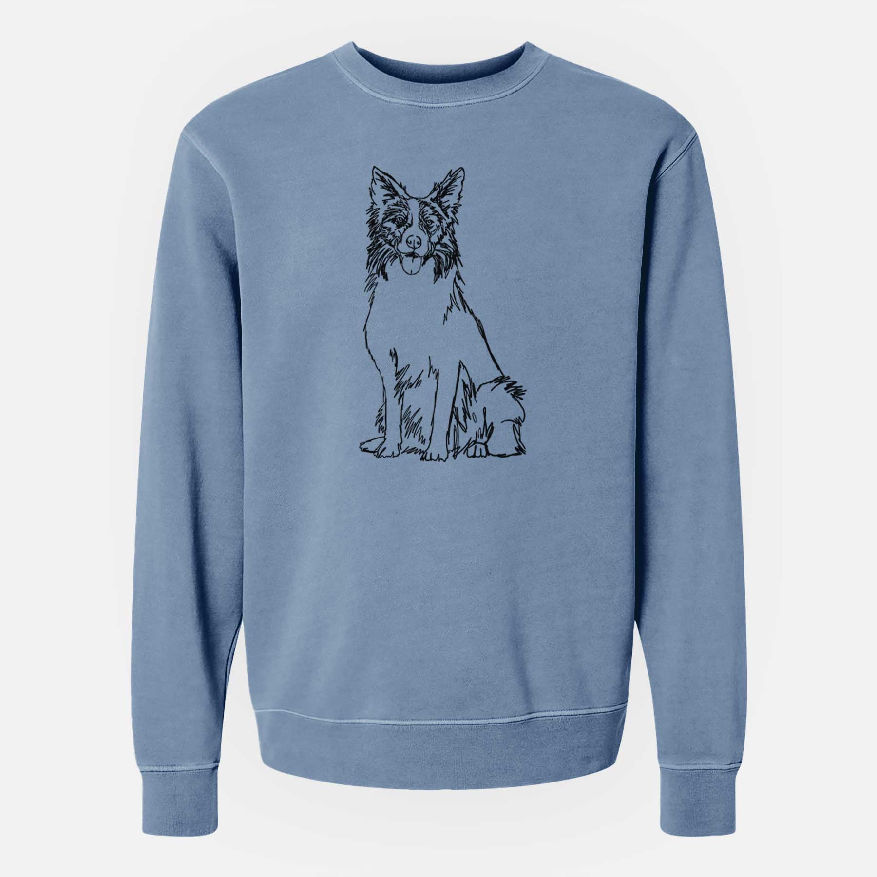 Doodled Border Collie the  - Unisex Pigment Dyed Crew Sweatshirt