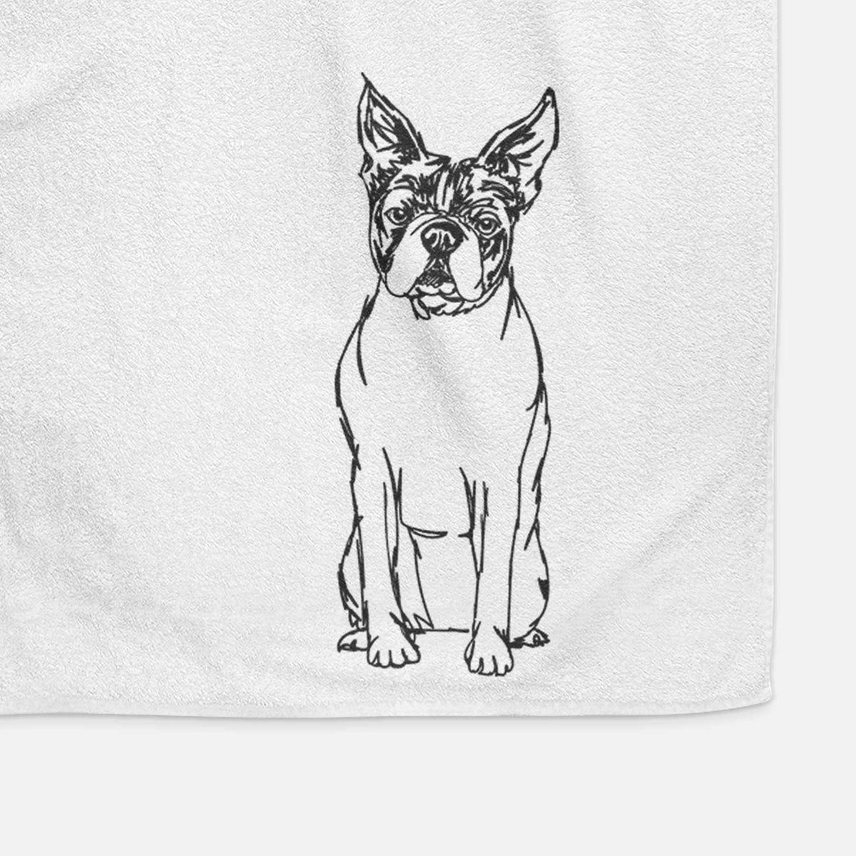 Doodled Boston Terrier Decorative Hand Towel