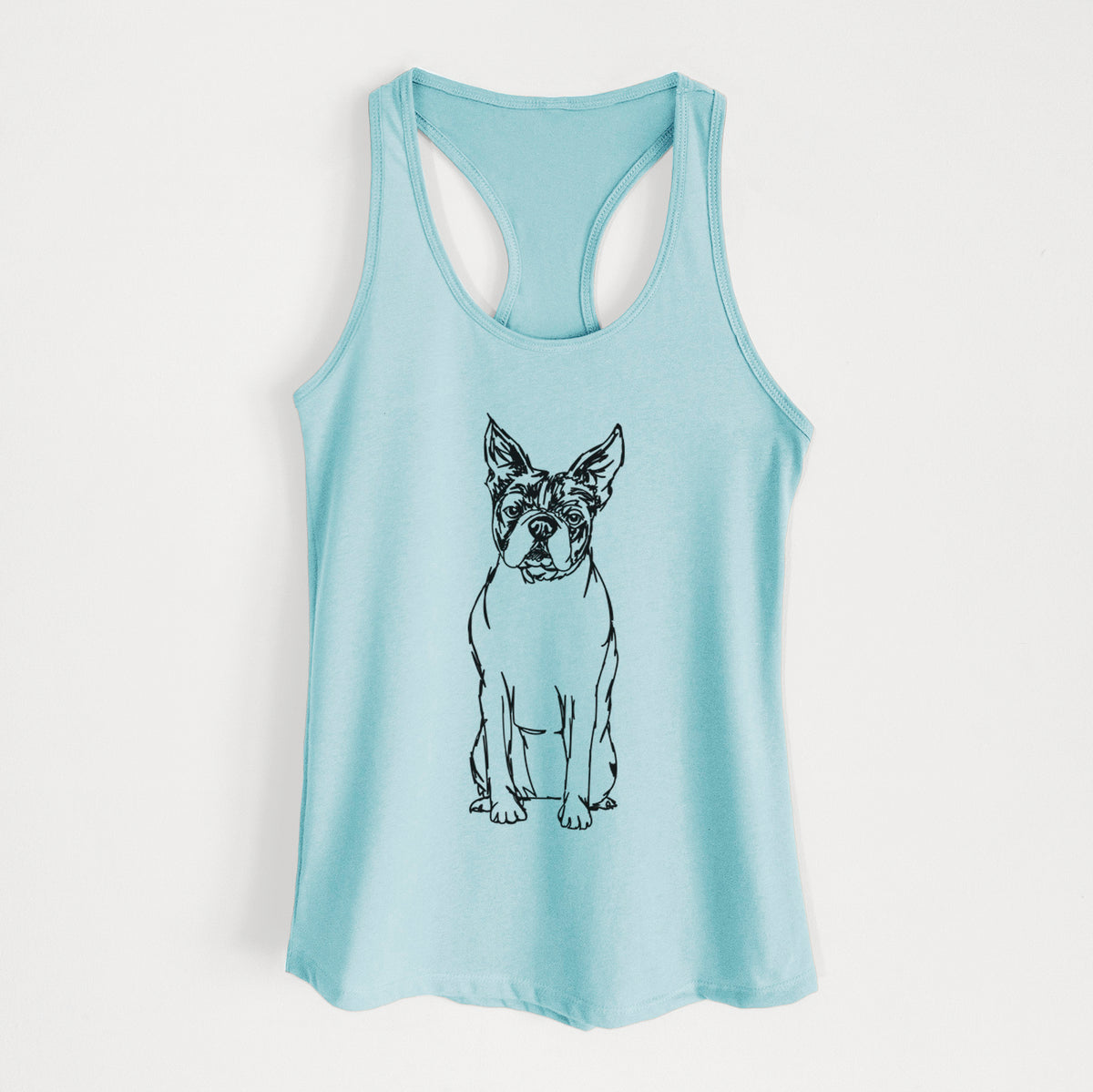 Doodled Boston Terrier - Women&#39;s Racerback Tanktop