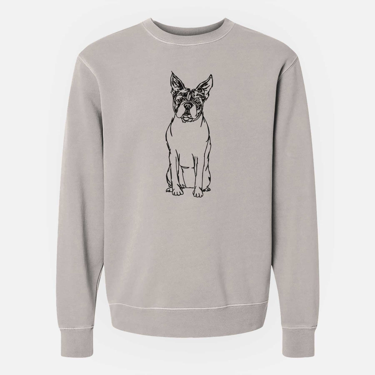 Doodled Boston Terrier the  - Unisex Pigment Dyed Crew Sweatshirt