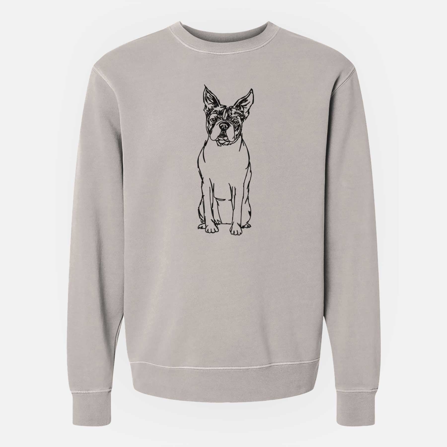 Doodled Boston Terrier the  - Unisex Pigment Dyed Crew Sweatshirt