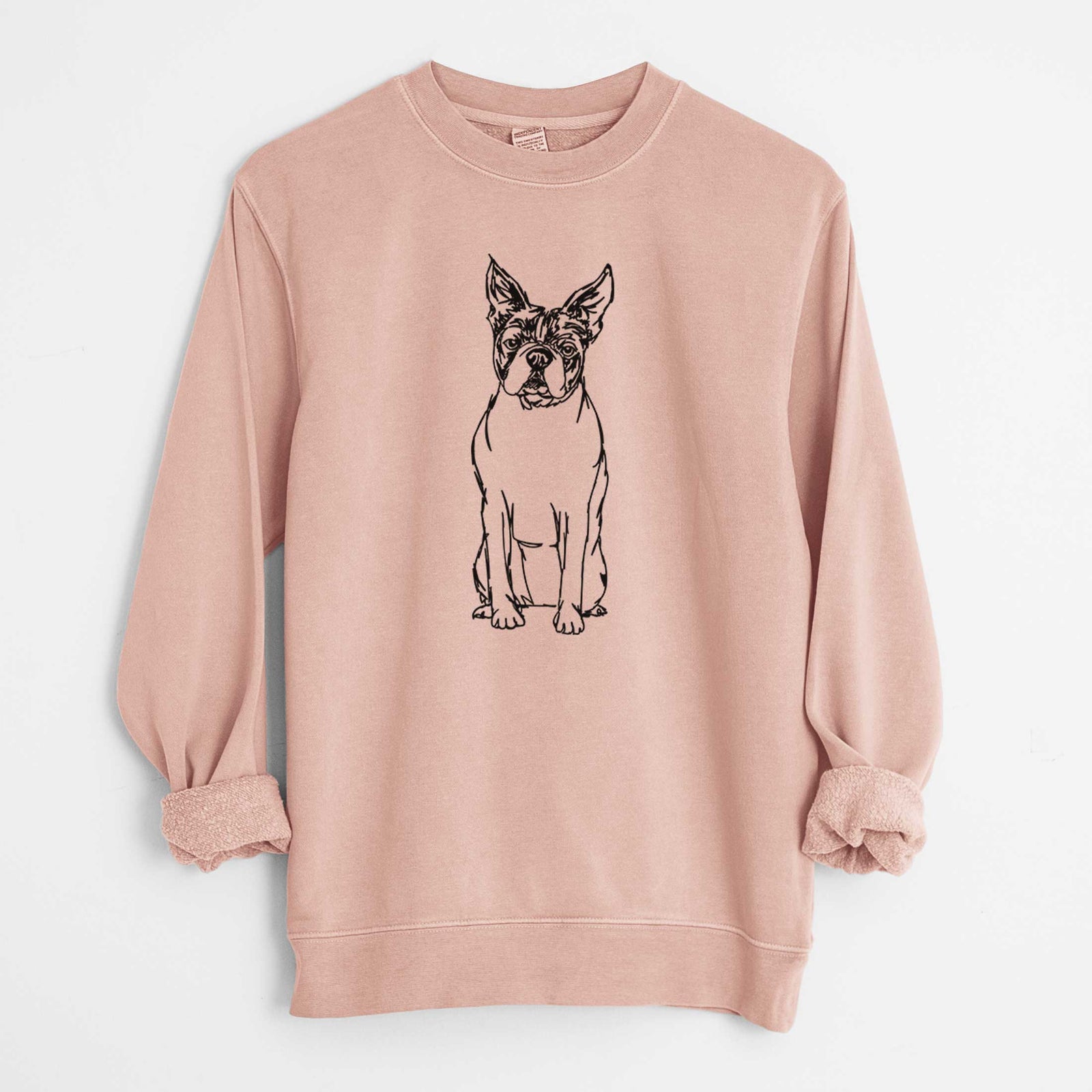 Doodled Boston Terrier the  - Unisex Pigment Dyed Crew Sweatshirt