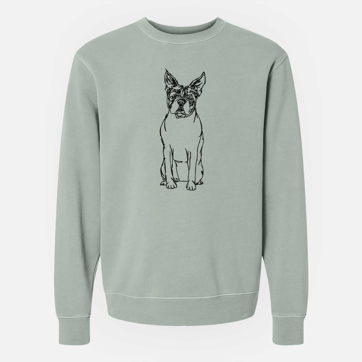 Doodled Boston Terrier the  - Unisex Pigment Dyed Crew Sweatshirt
