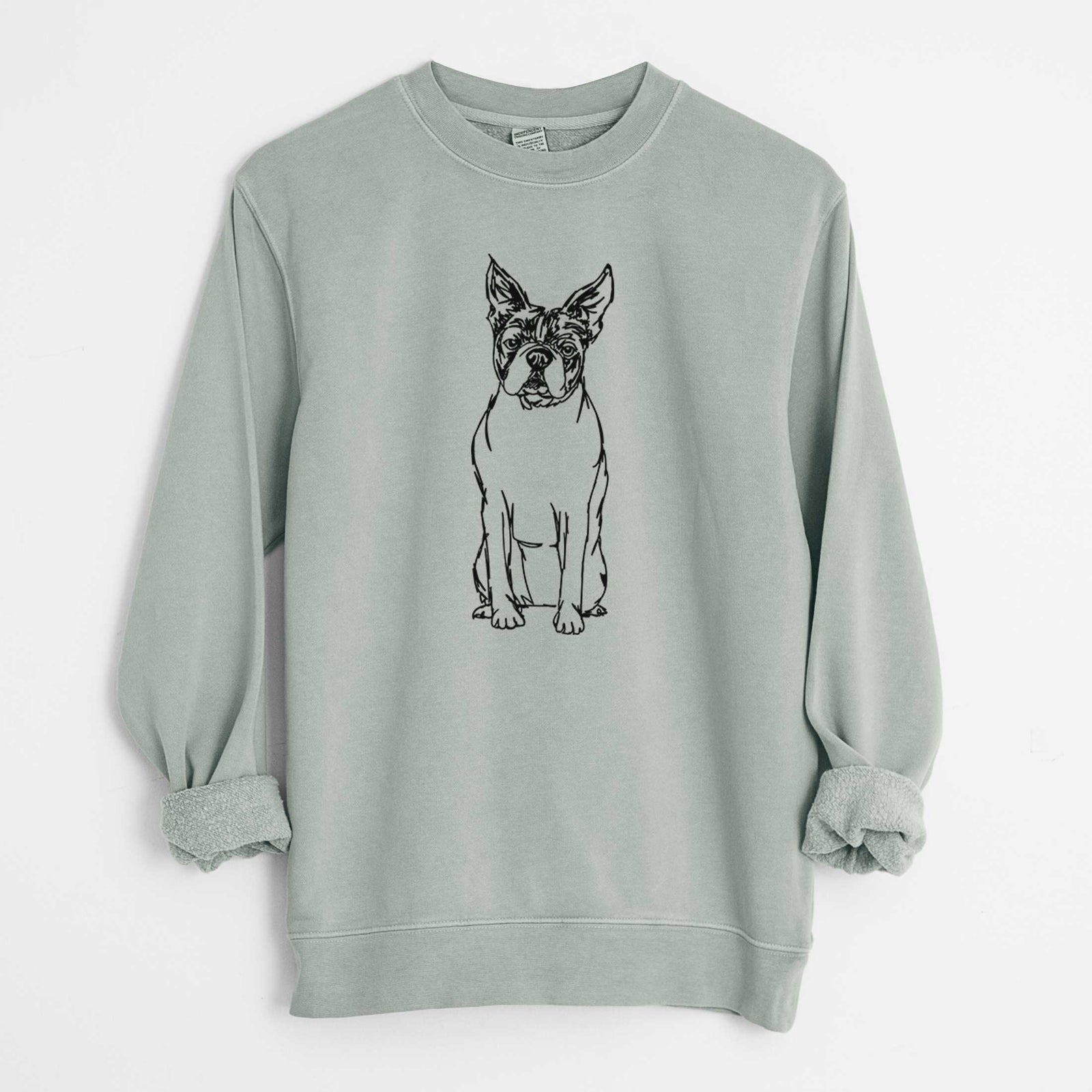 Doodled Boston Terrier the  - Unisex Pigment Dyed Crew Sweatshirt