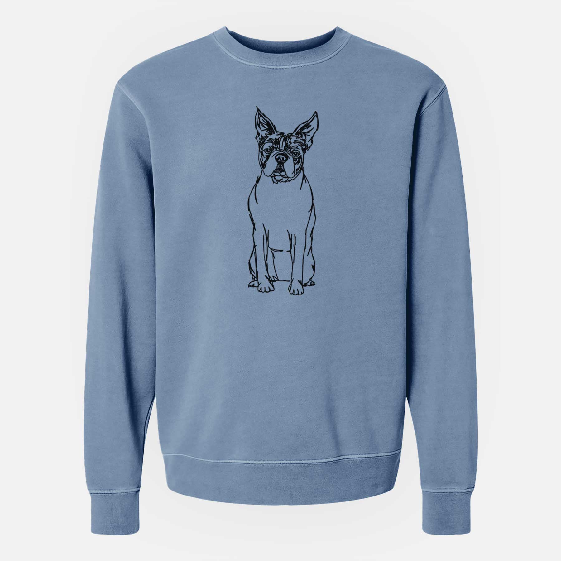 Doodled Boston Terrier the  - Unisex Pigment Dyed Crew Sweatshirt
