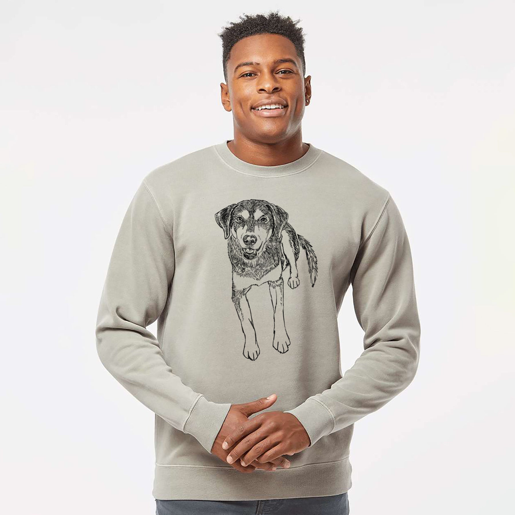 Doodled Briley the Mixed Breed - Unisex Pigment Dyed Crew Sweatshirt