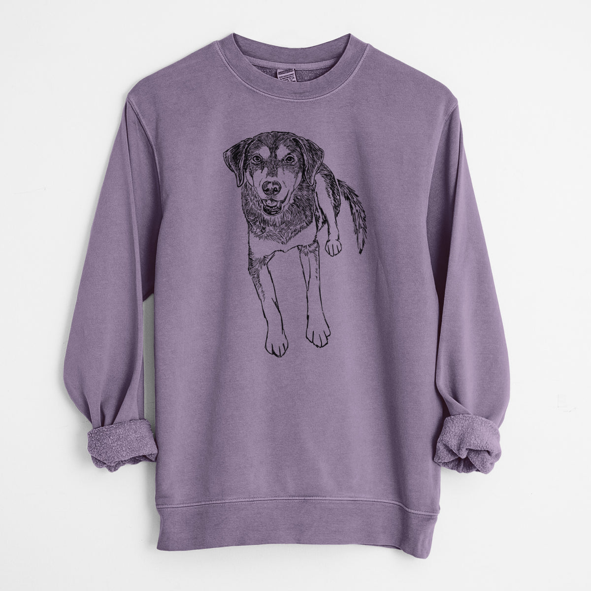 Doodled Briley the Mixed Breed - Unisex Pigment Dyed Crew Sweatshirt