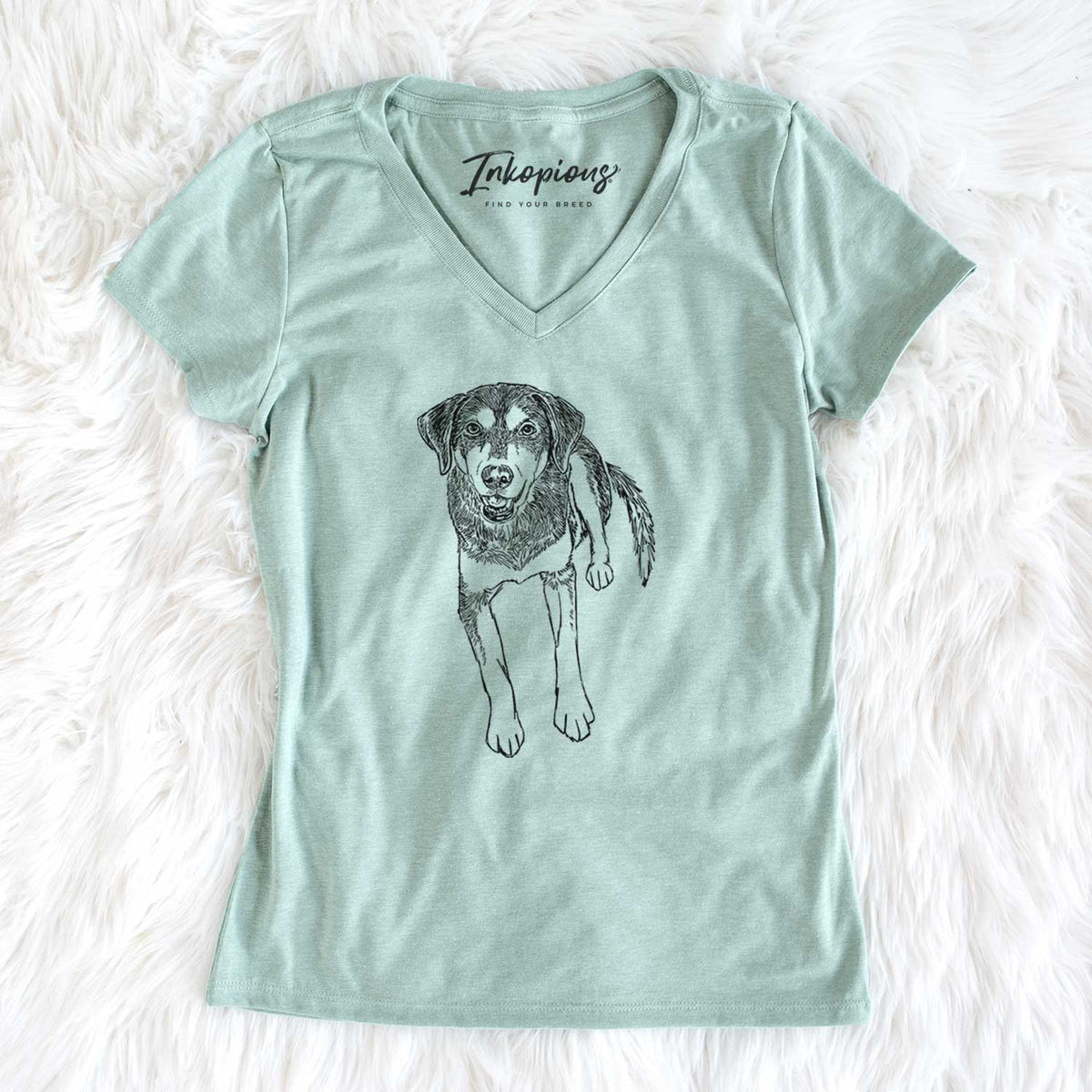 Doodled Briley the Mixed Breed - Women&#39;s V-neck Shirt
