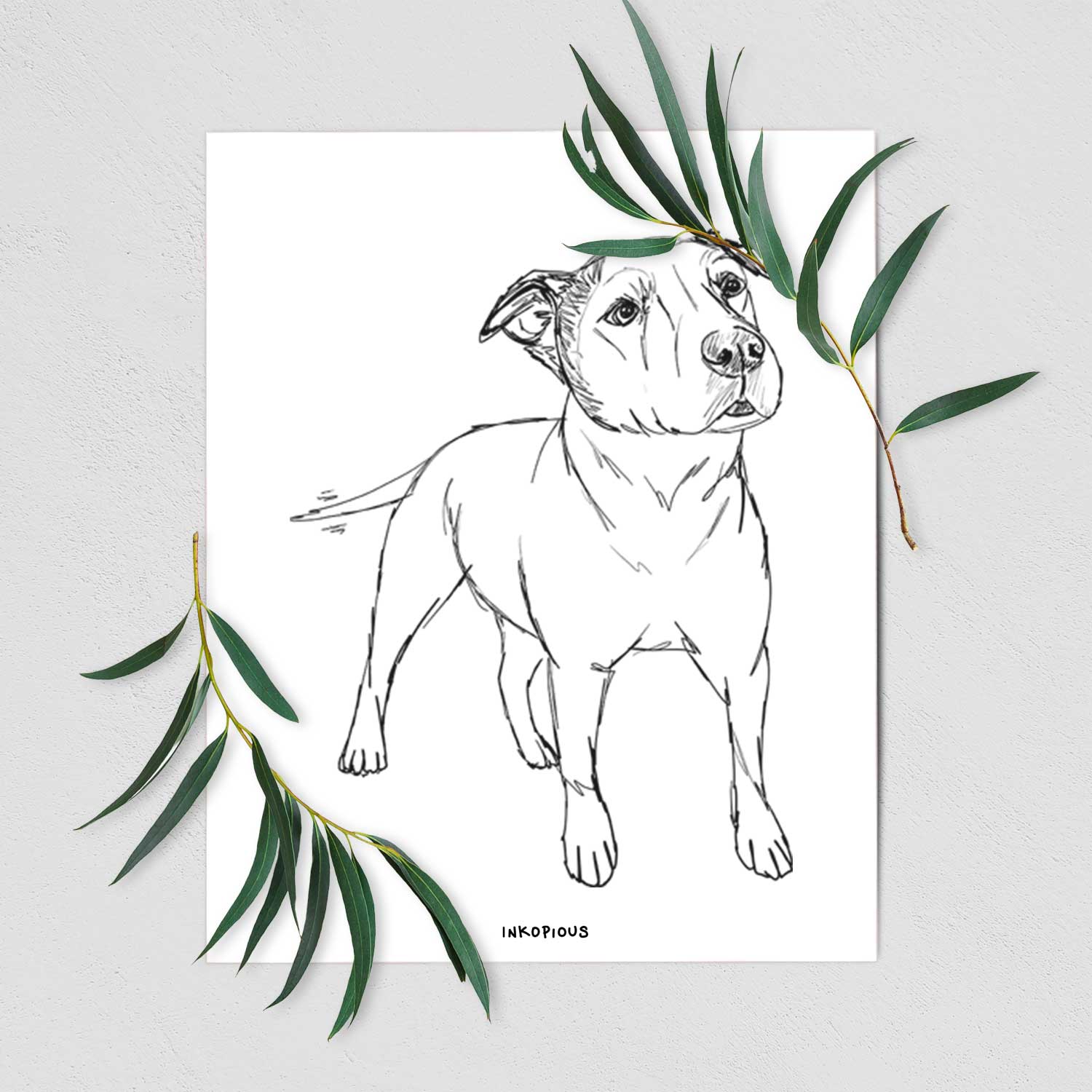 Doodled Bruno the American Staffordshire Terrier Art Print