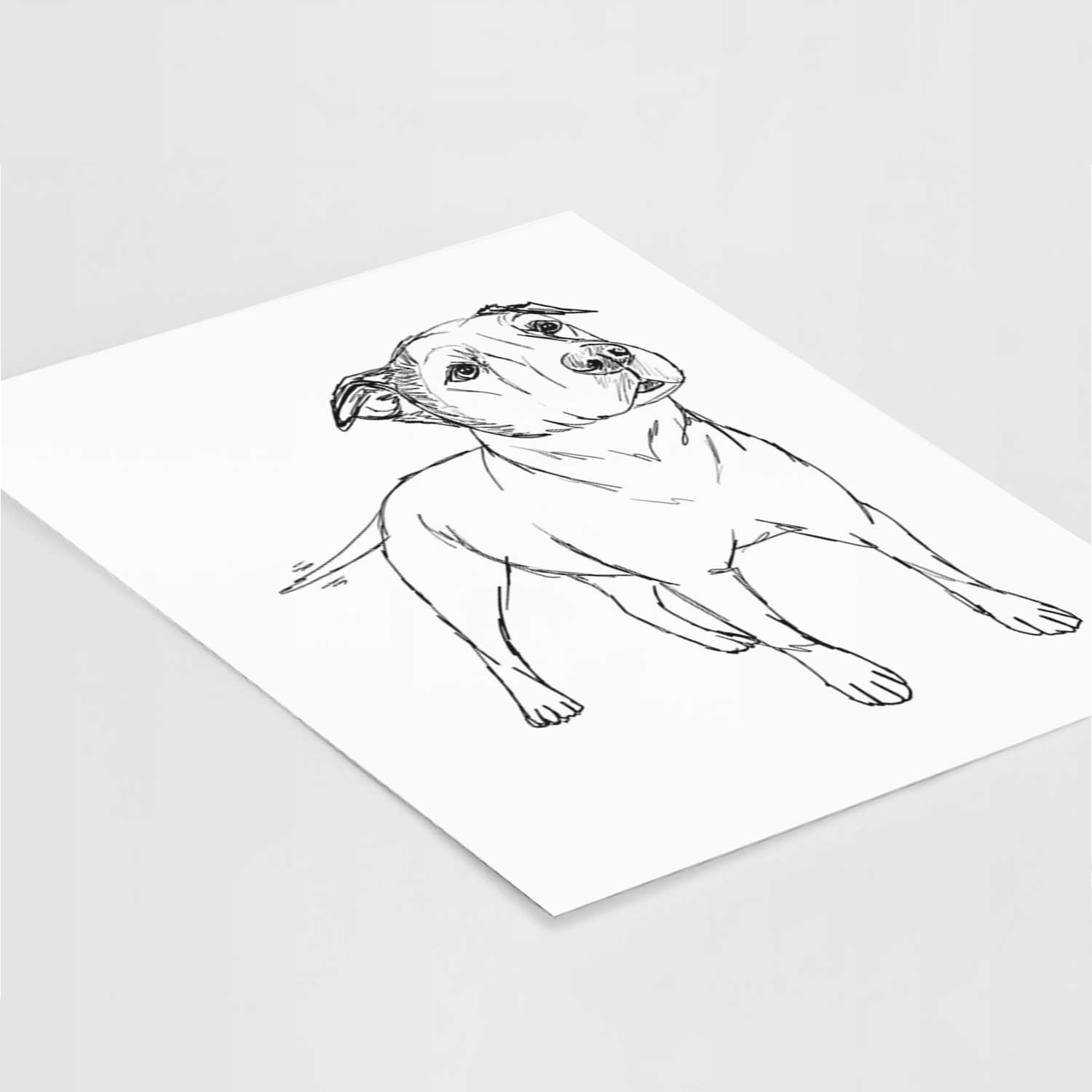 Doodled Bruno the American Staffordshire Terrier Art Print