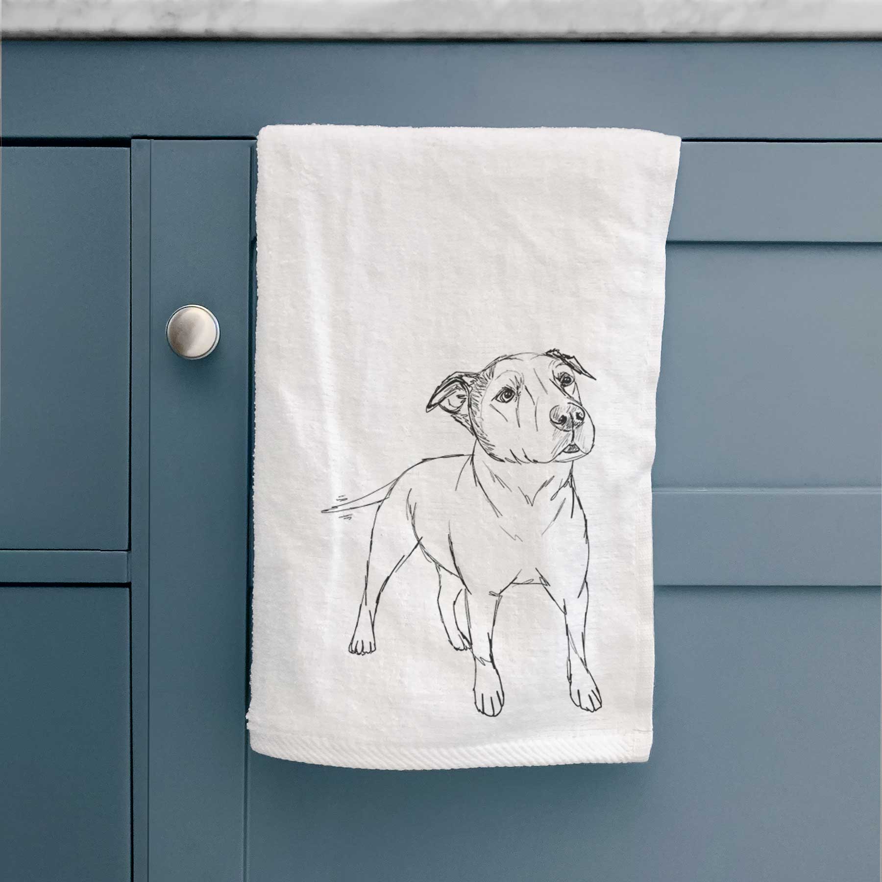 Doodled Bruno the American Staffordshire Terrier Decorative Hand Towel