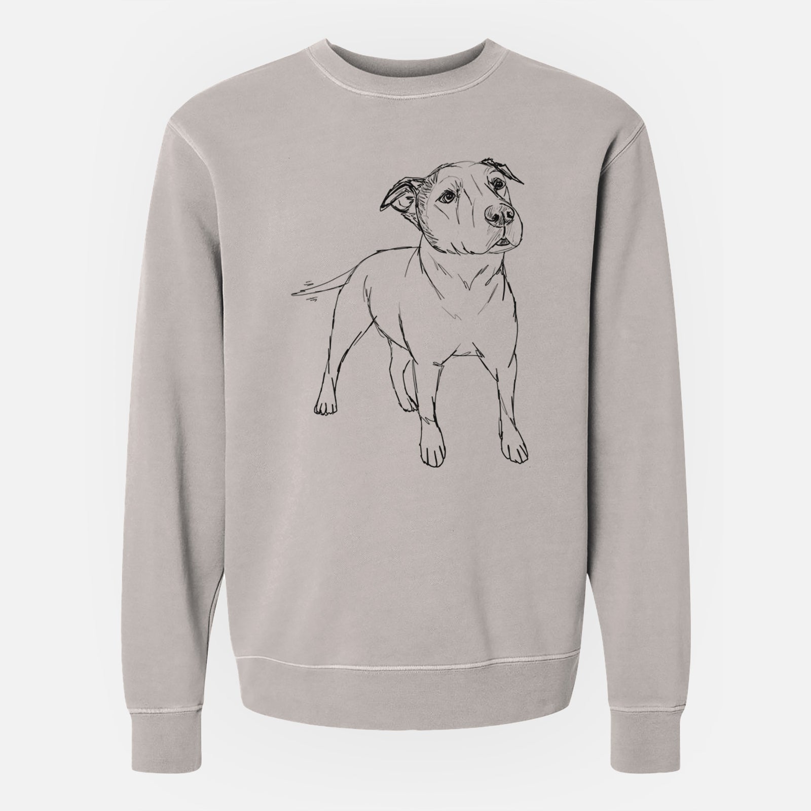 Doodled Bruno the American Staffordshire Terrier - Unisex Pigment Dyed Crew Sweatshirt