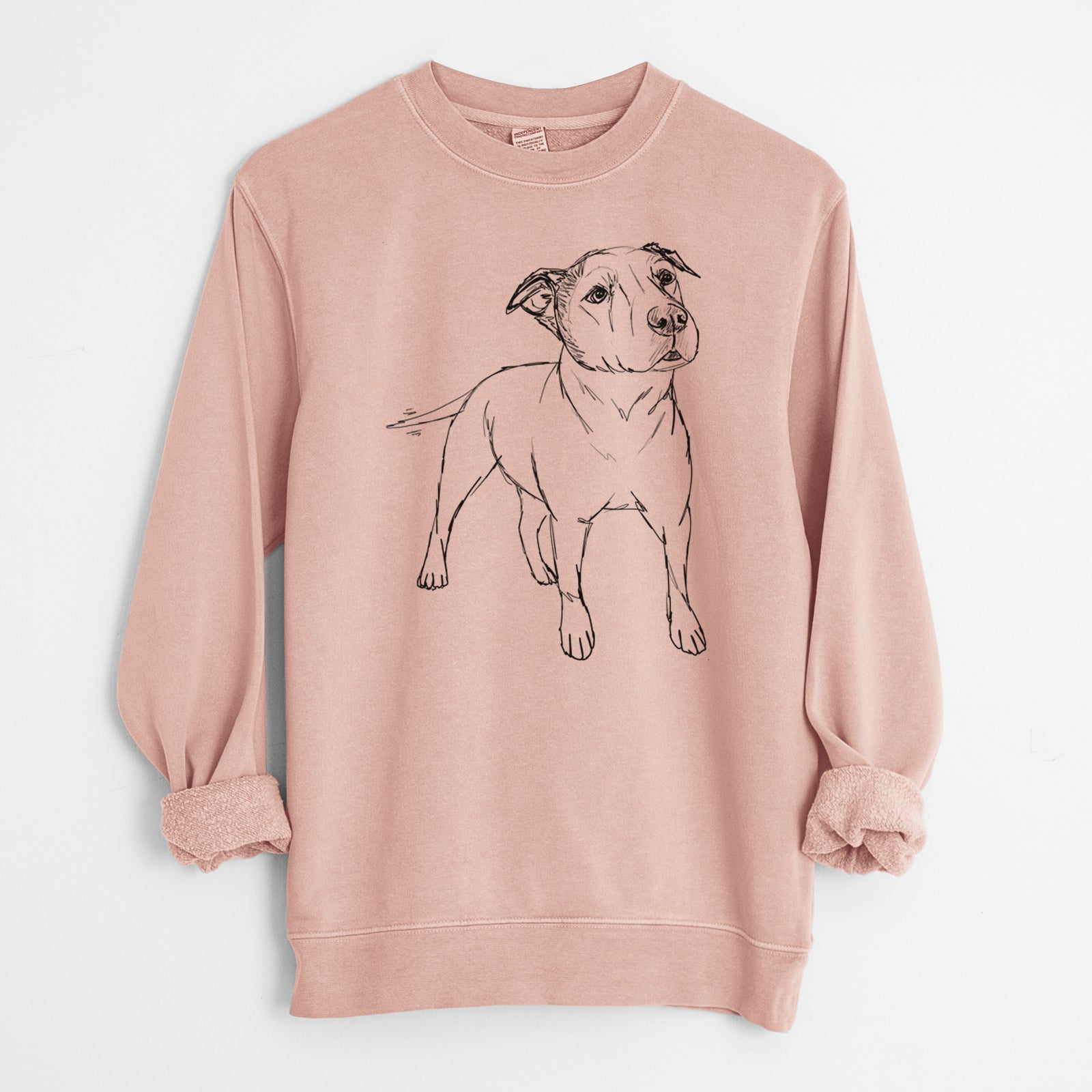 Doodled Bruno the American Staffordshire Terrier - Unisex Pigment Dyed Crew Sweatshirt